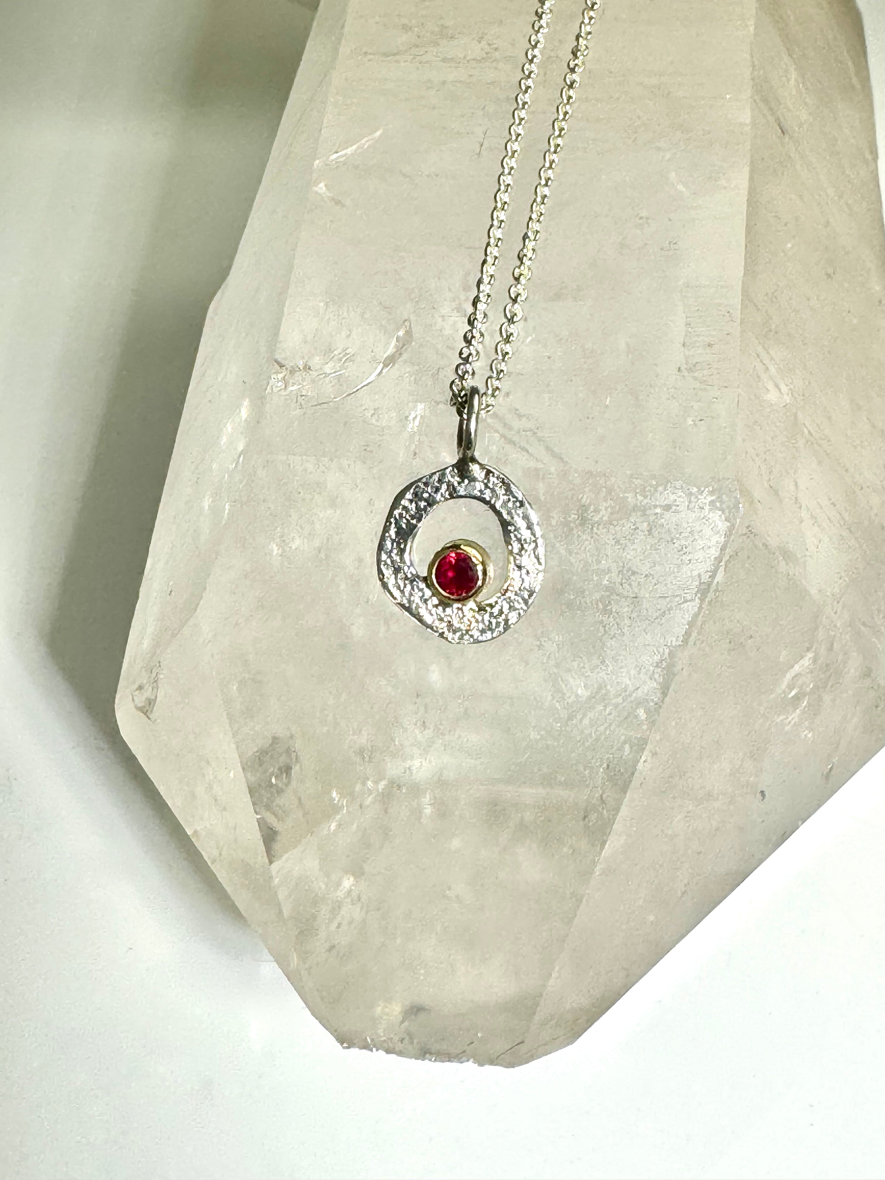 Ruby Open Texture Disc Pendant