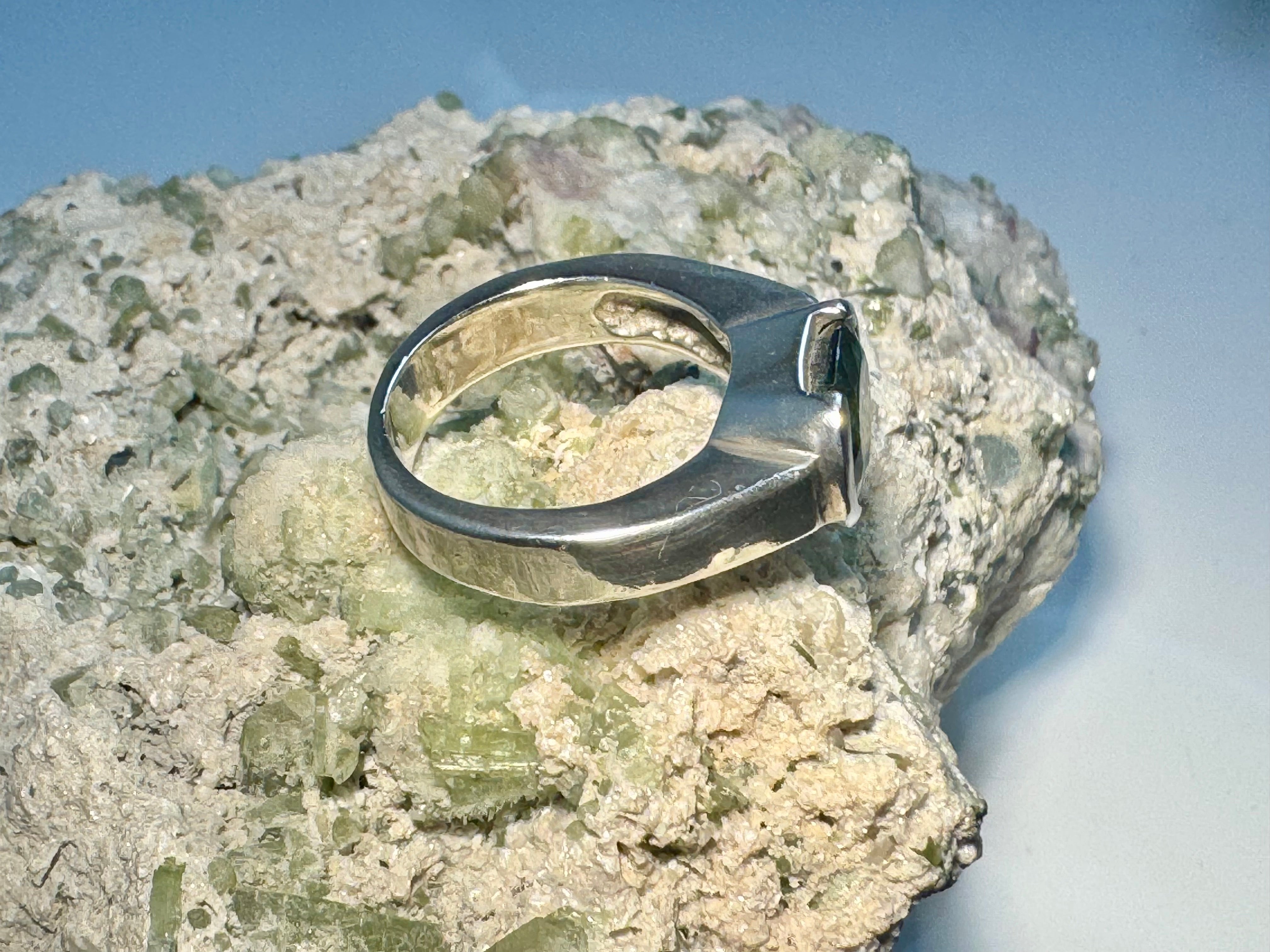Green Oval Tourmaline Sterling Ring