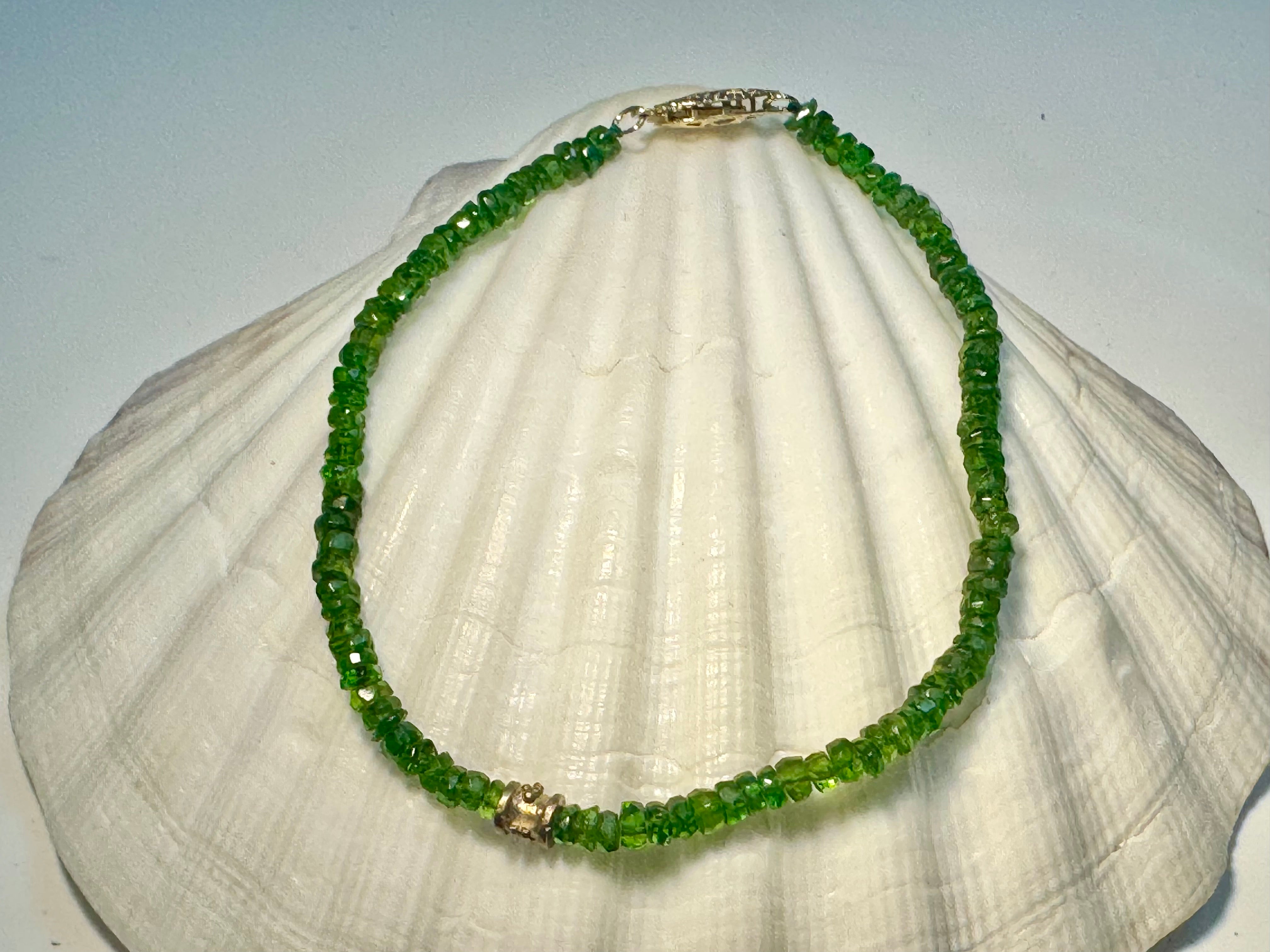 Green tourmaline 14k Gold Bracelet
