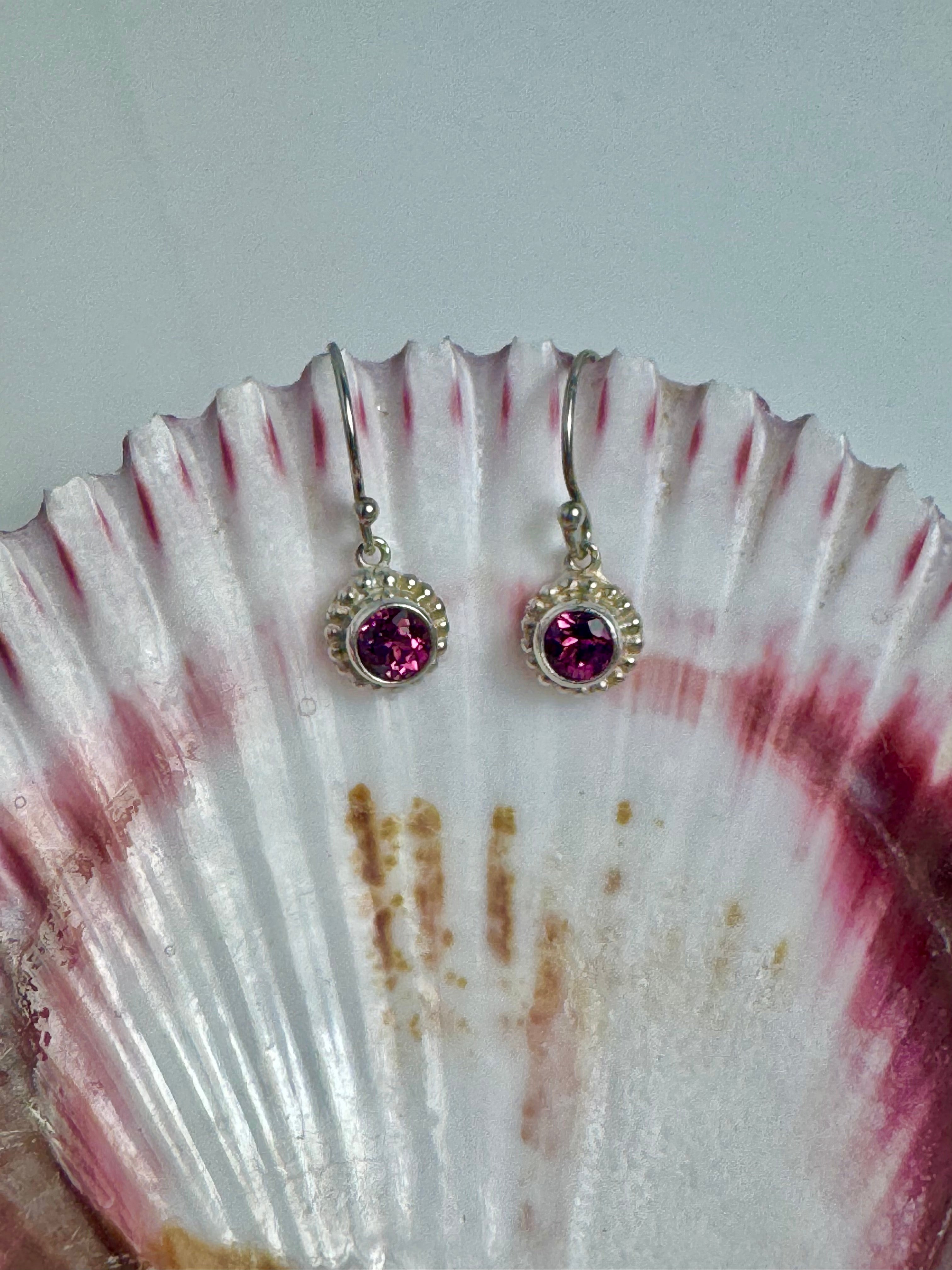 Pink Tourmaline Beaded Sterling Dangles
