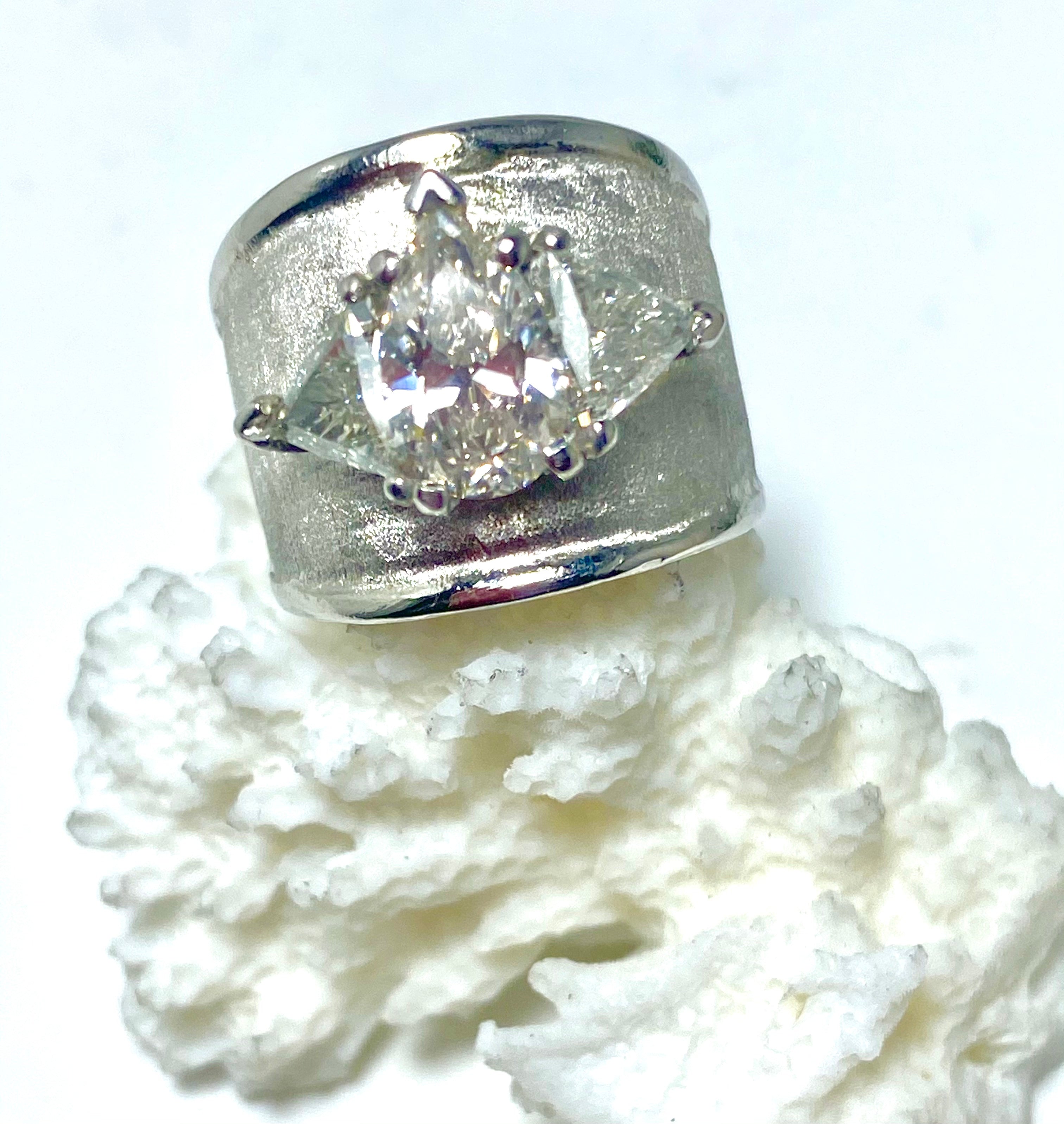 Pear & Trillion Platinum Ring