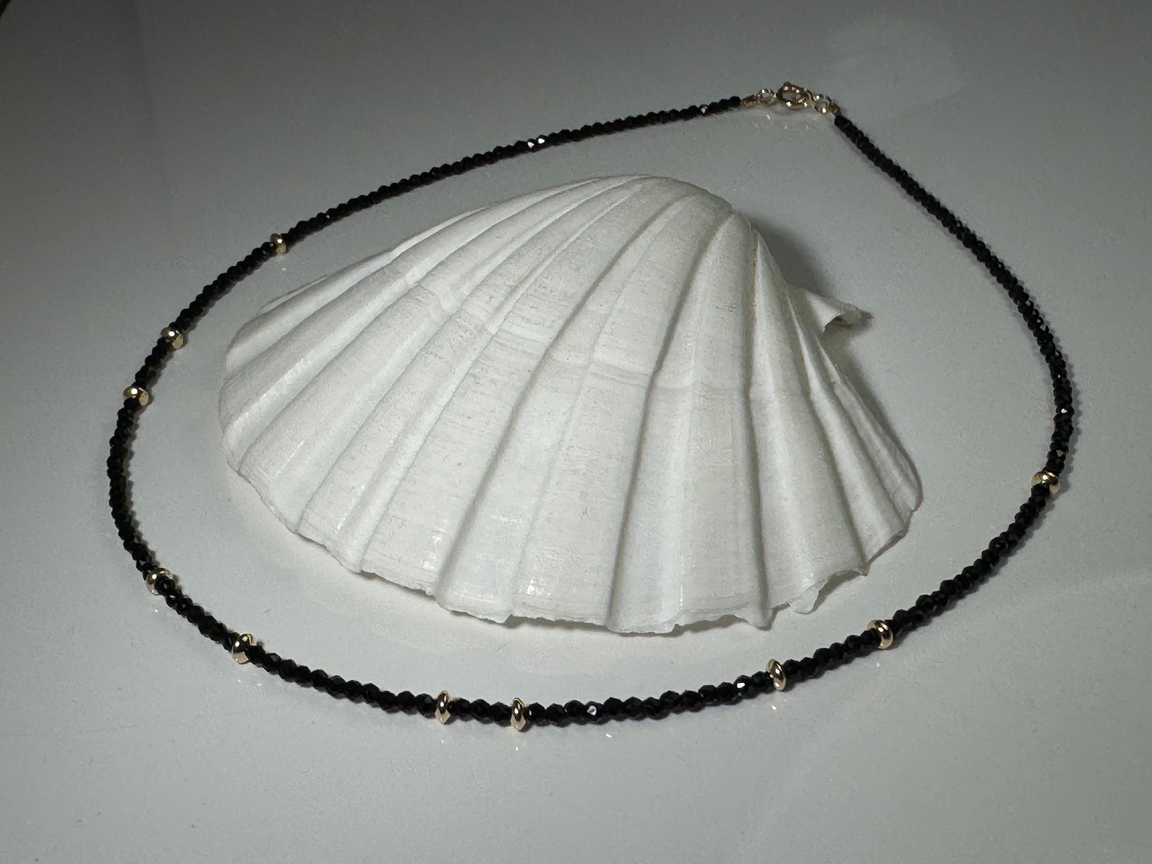 Black Garnet Bead 14k Necklace