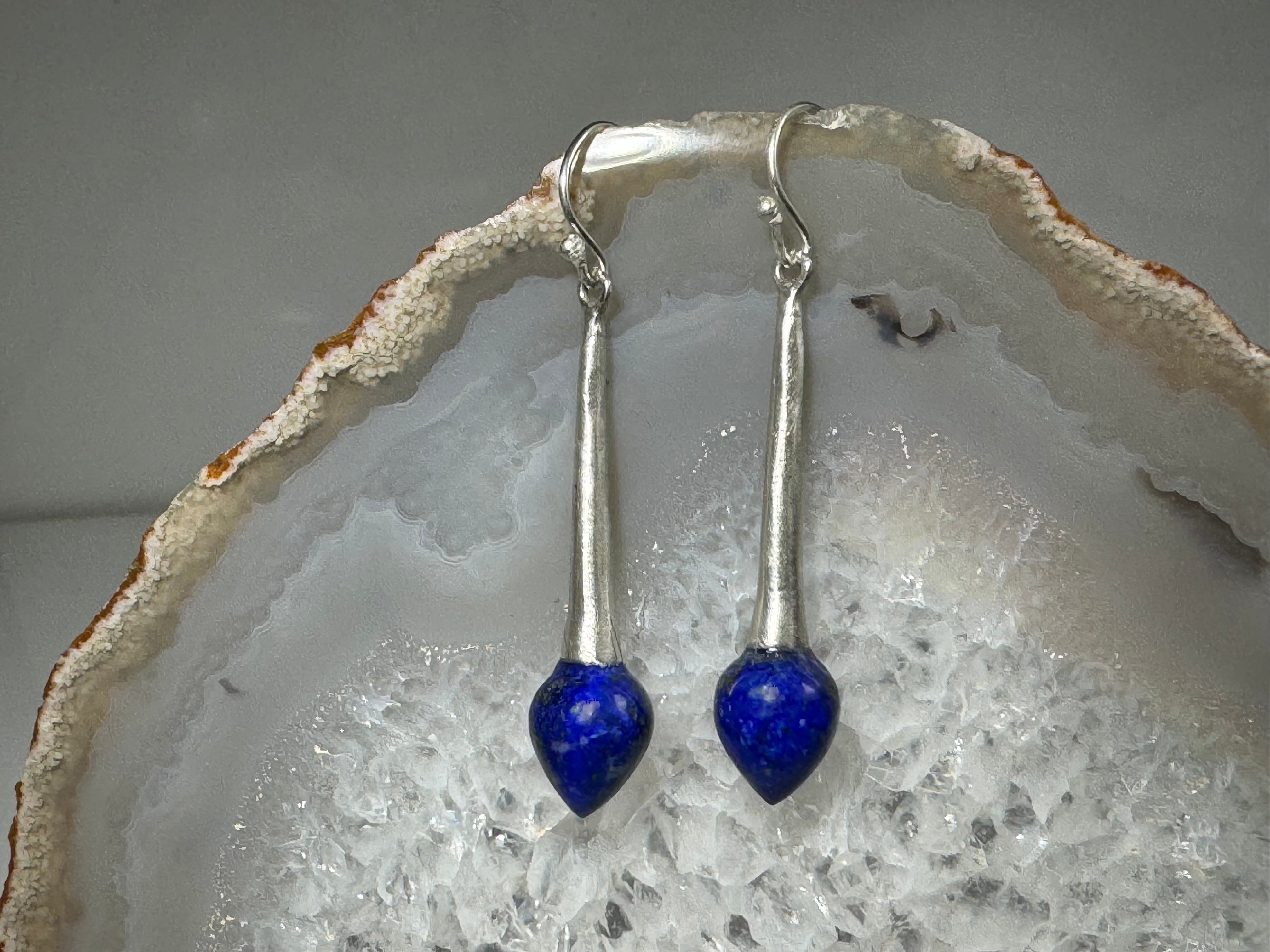 Lapis Lazuli Tapered Sterling Drops