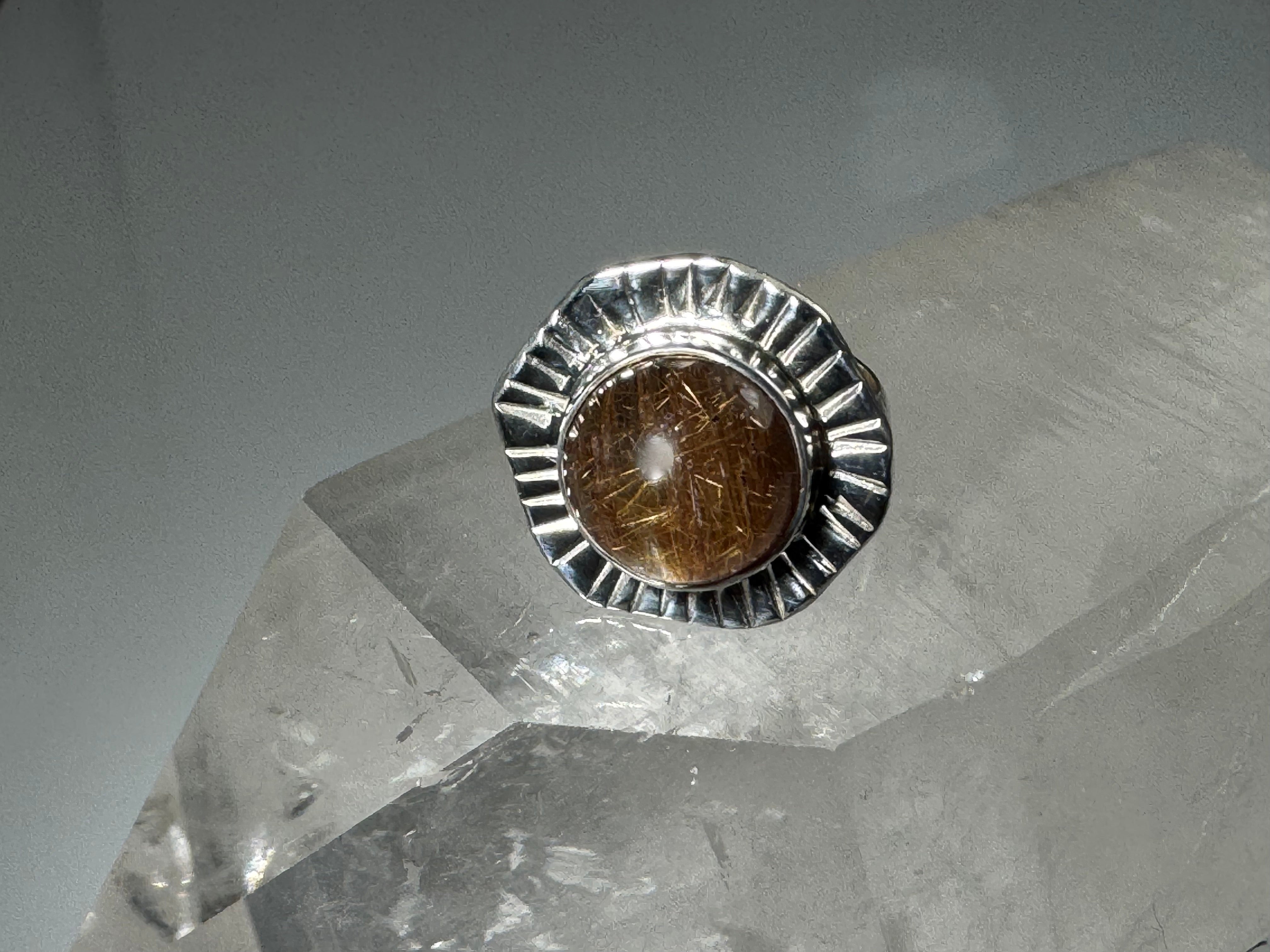 Rutilated Quartz Slash Frame Sterling Ring