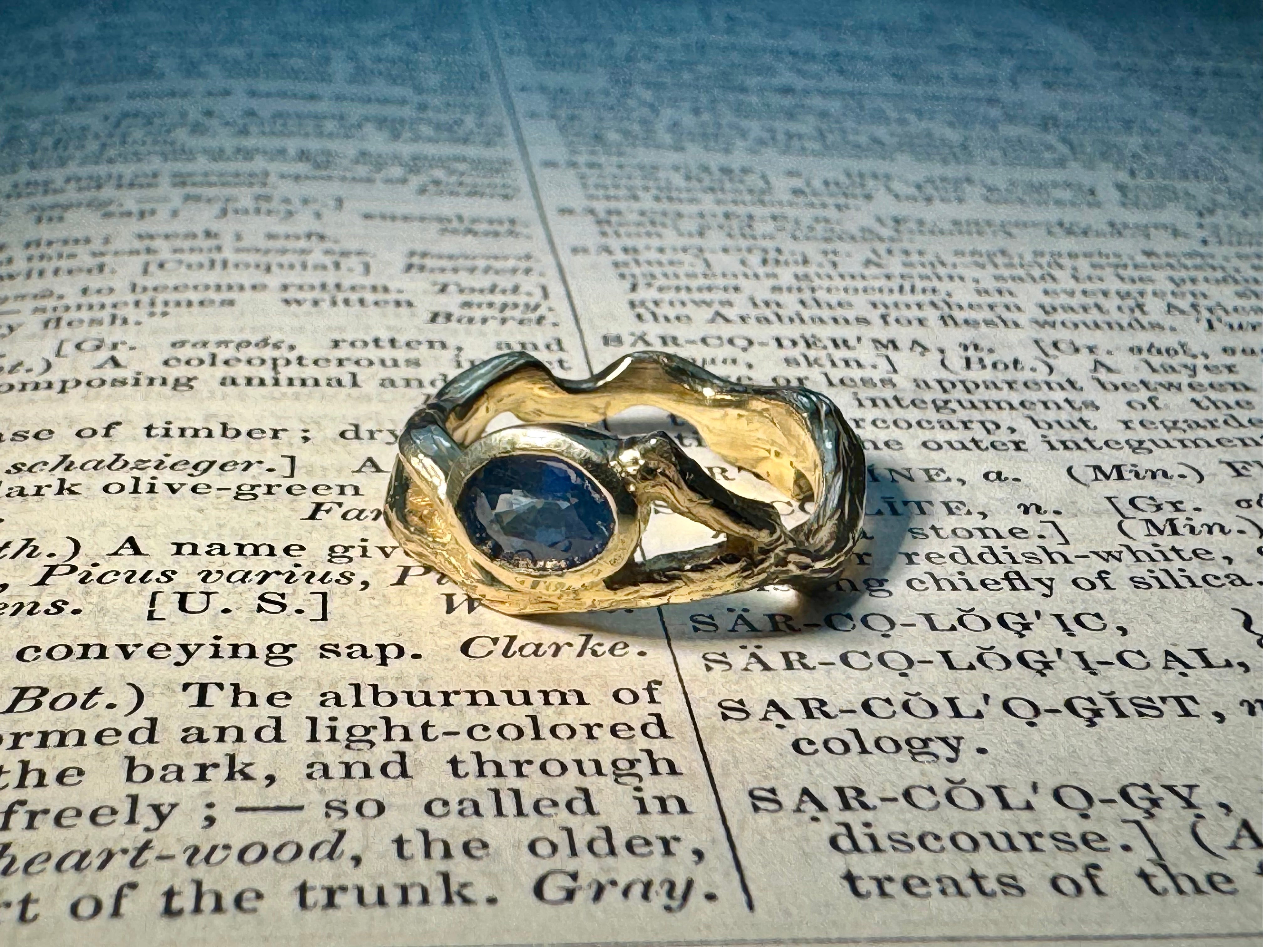 Sapphire Bark 14k Ring