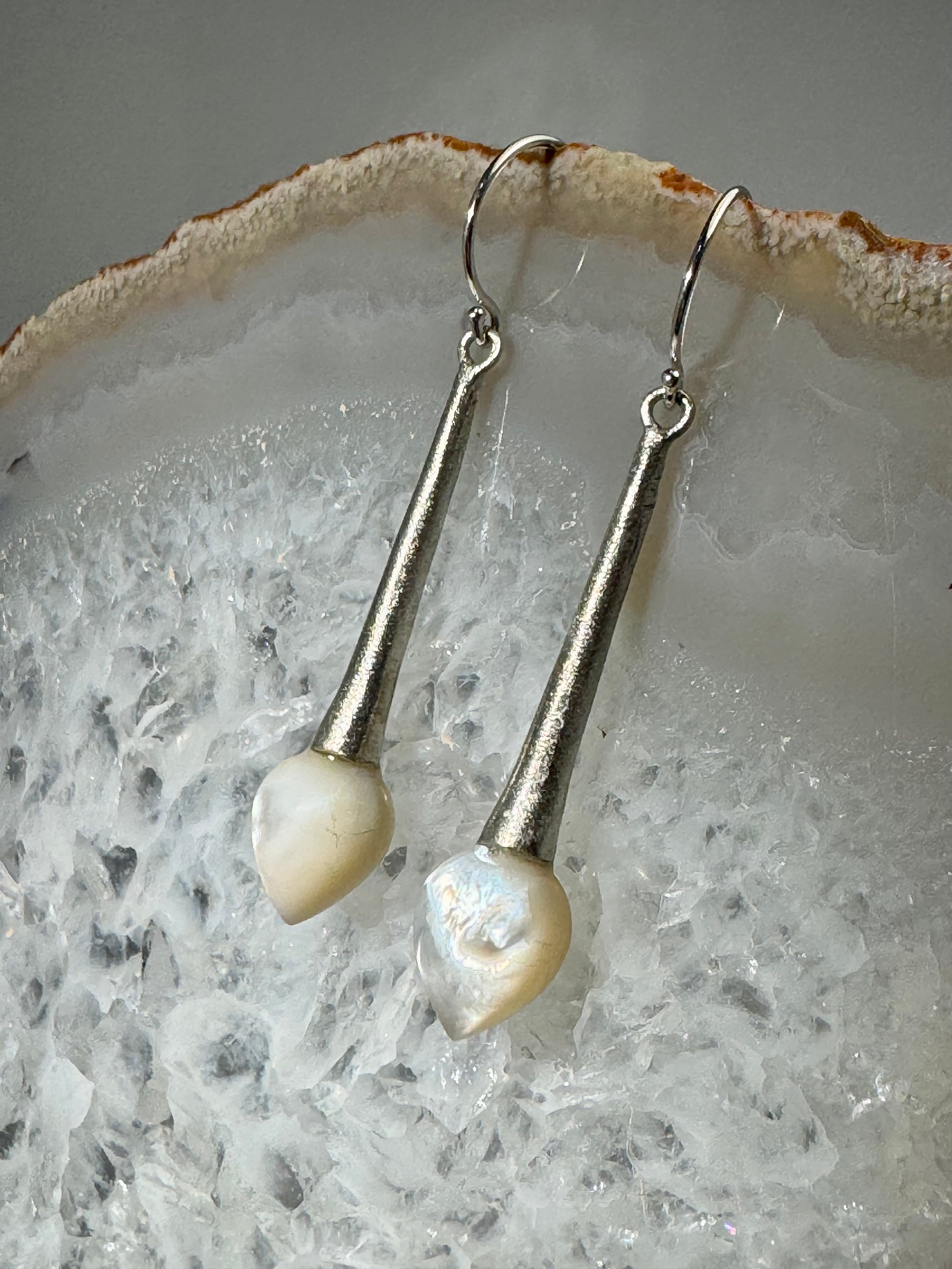 Mother of Pearl Tapered Sterling Dangles