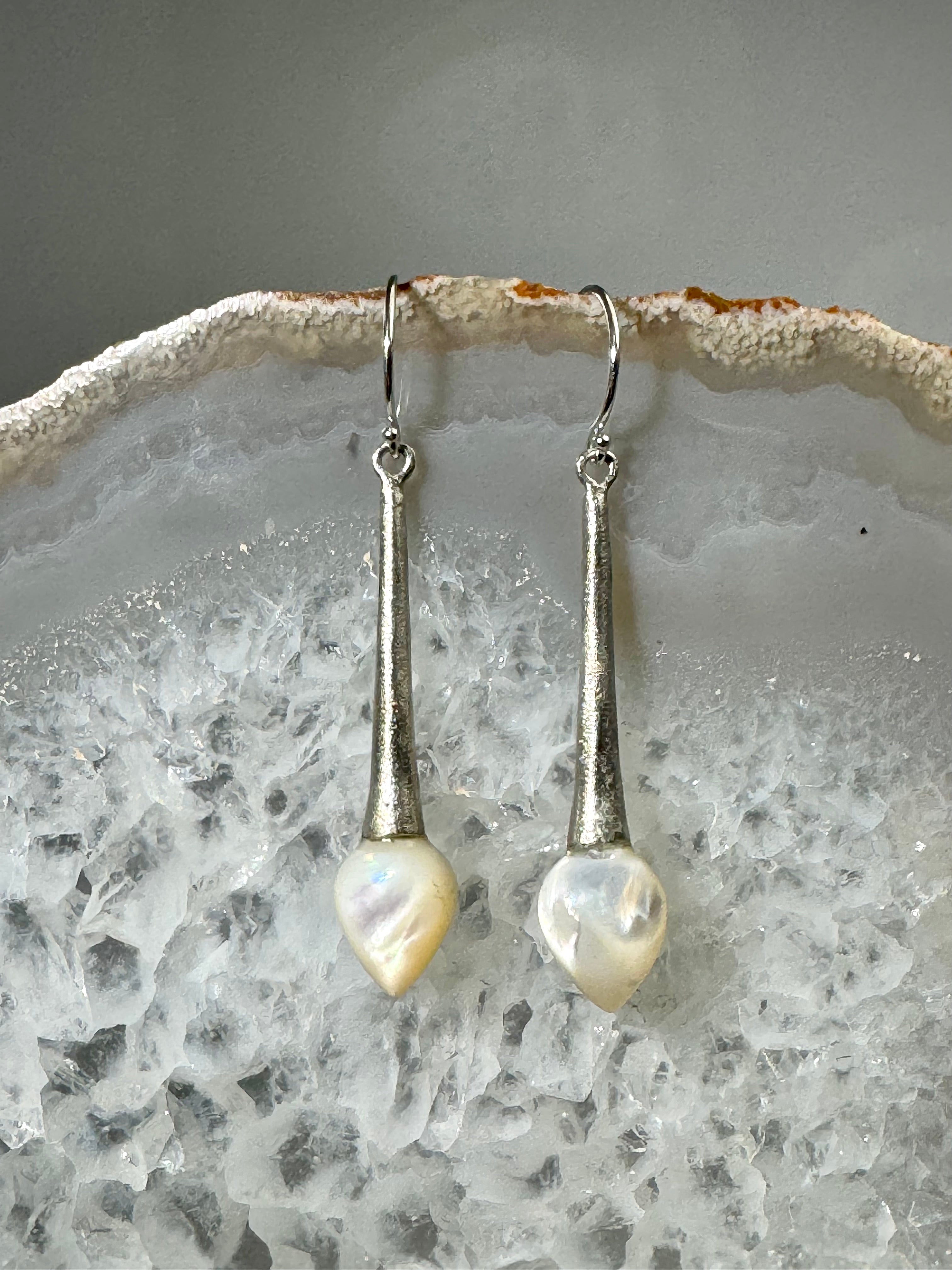 Mother of Pearl Tapered Sterling Dangles