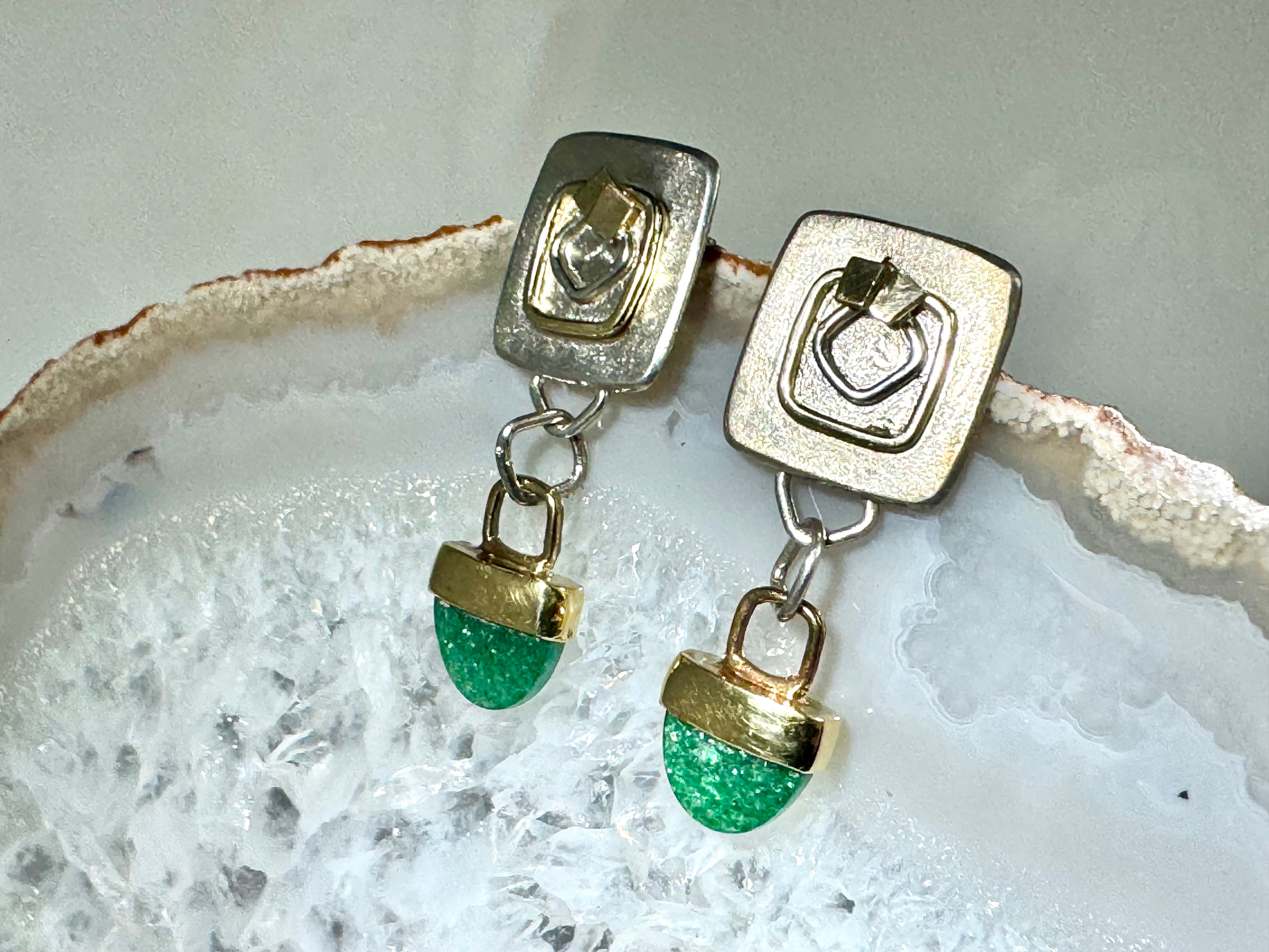Aventurine 18k & Sterling Earrings
