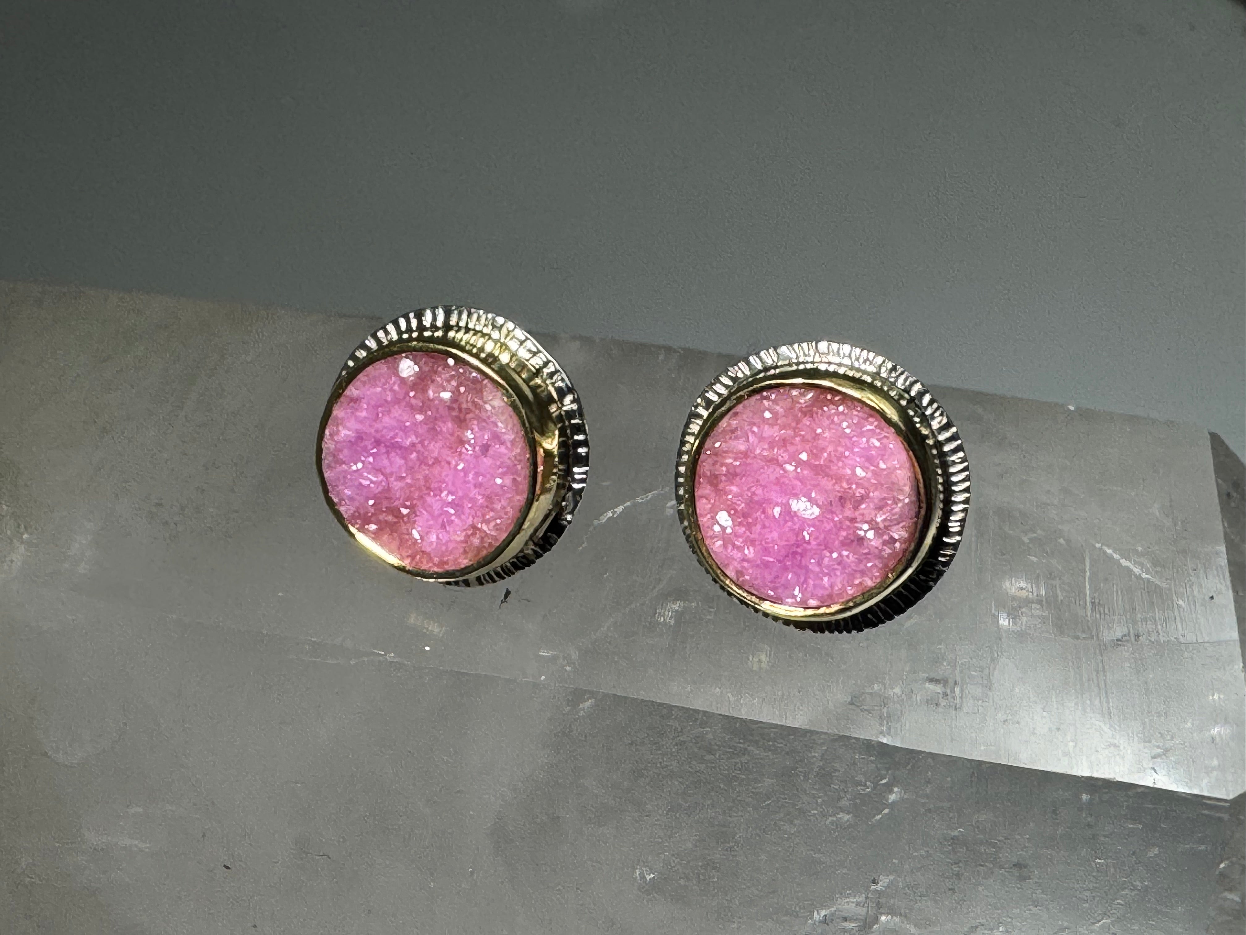 Colbalto Calcite Sterling and 22k Gold Studs STONE MM