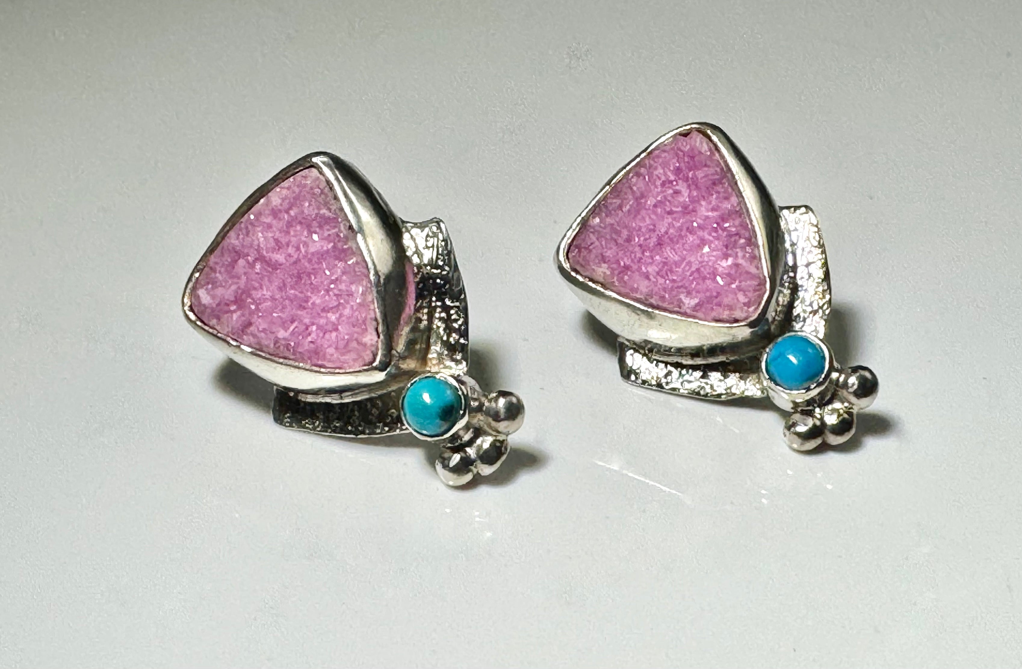 Cobalto Calcite & Turquoise Sterling Studs