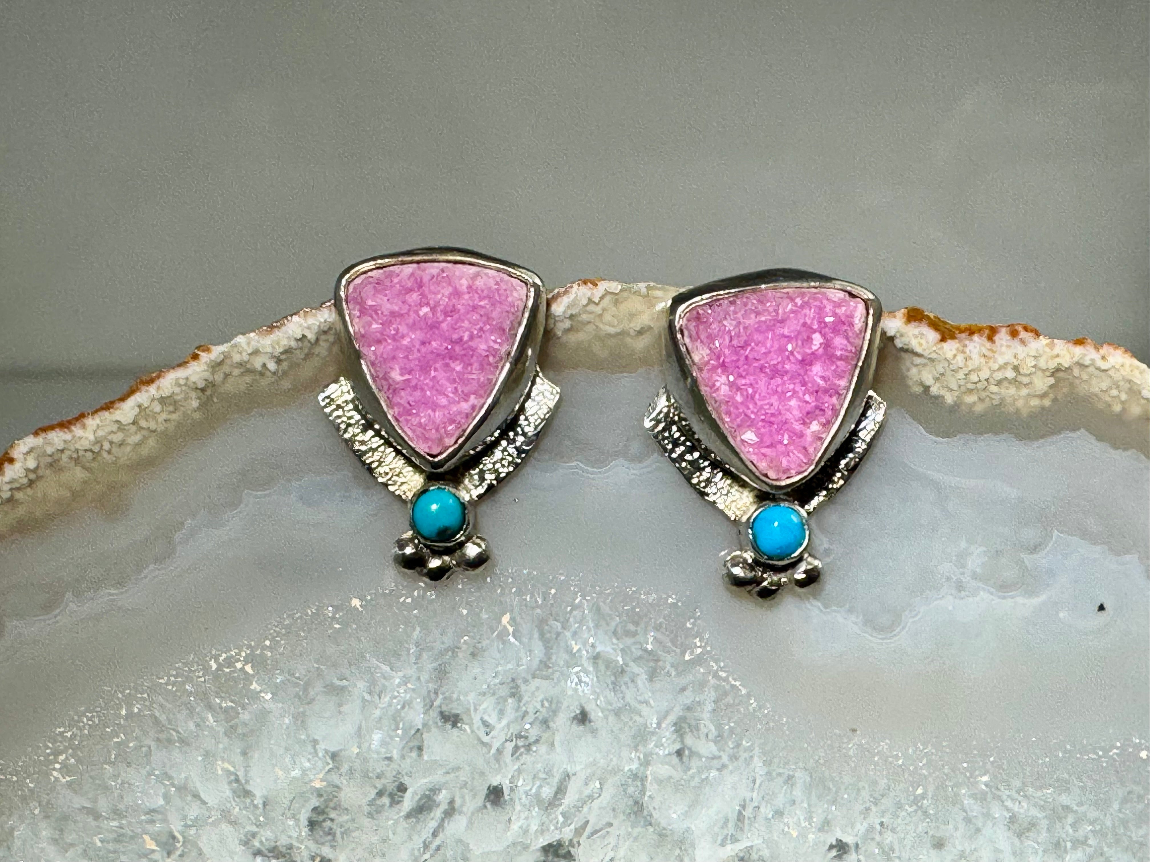 Cobalto Calcite & Turquoise Sterling Studs