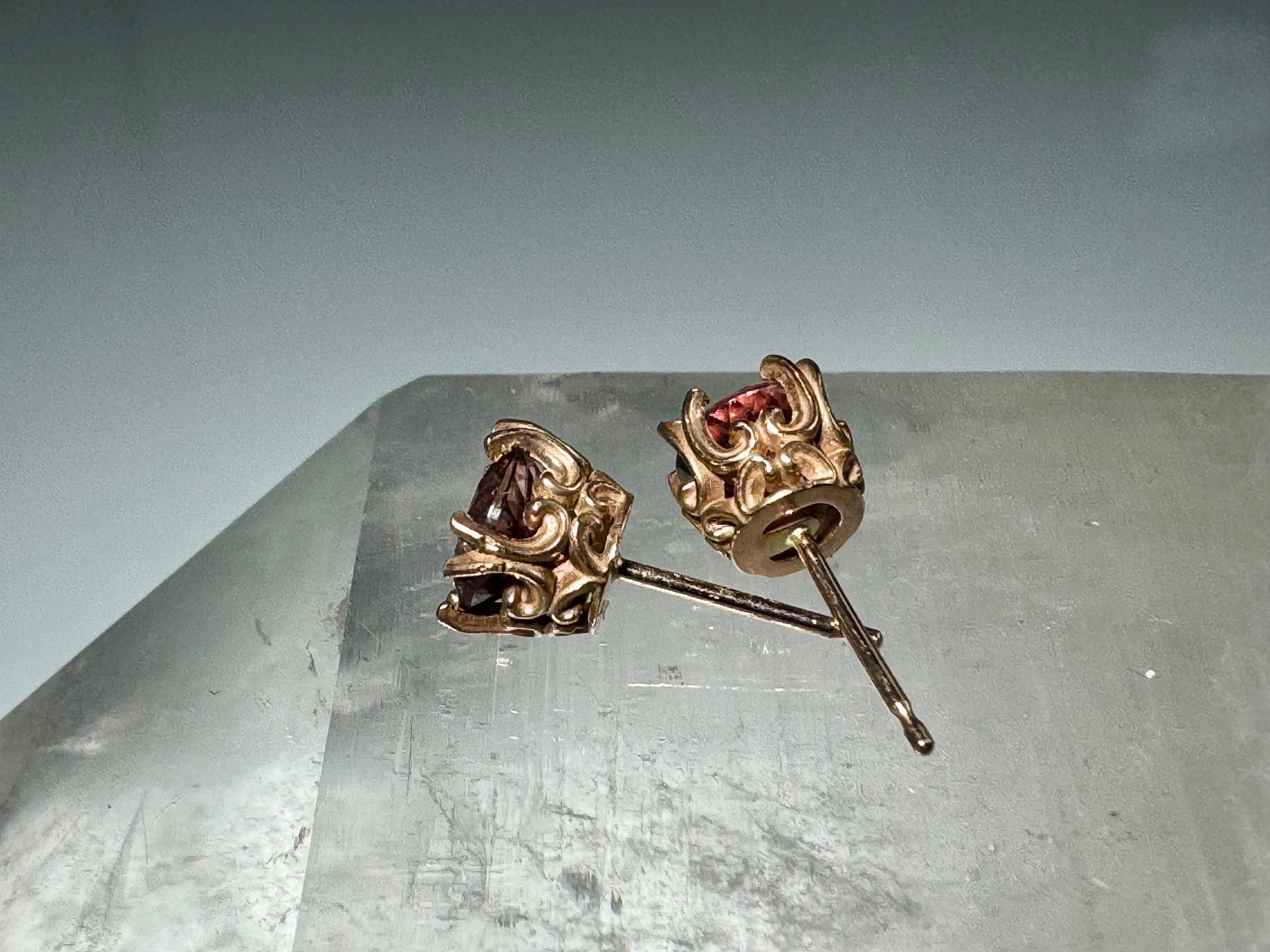Pink Zircon 14k Rose Gold Studs