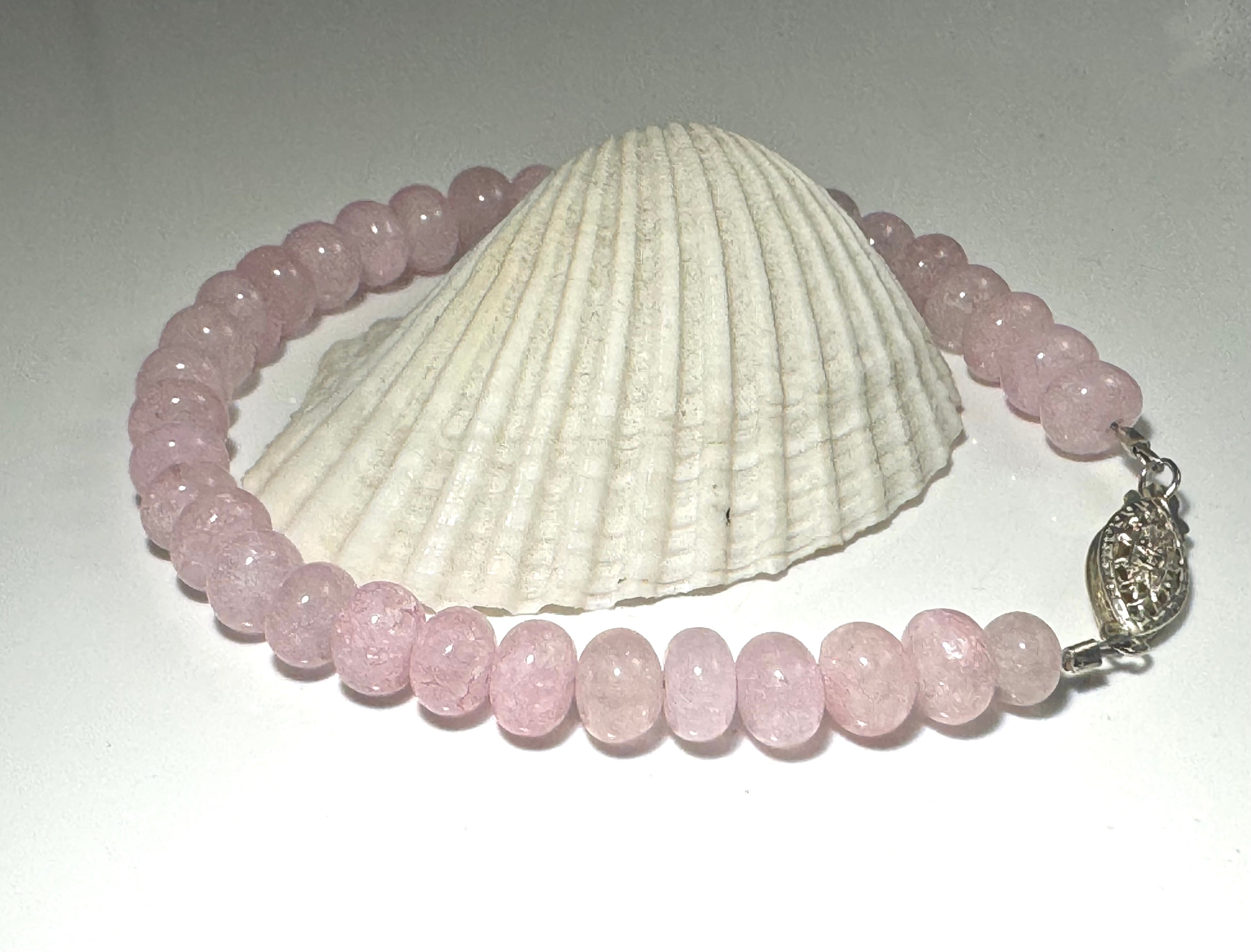 Rose Quartz Bead Sterling Bracelet