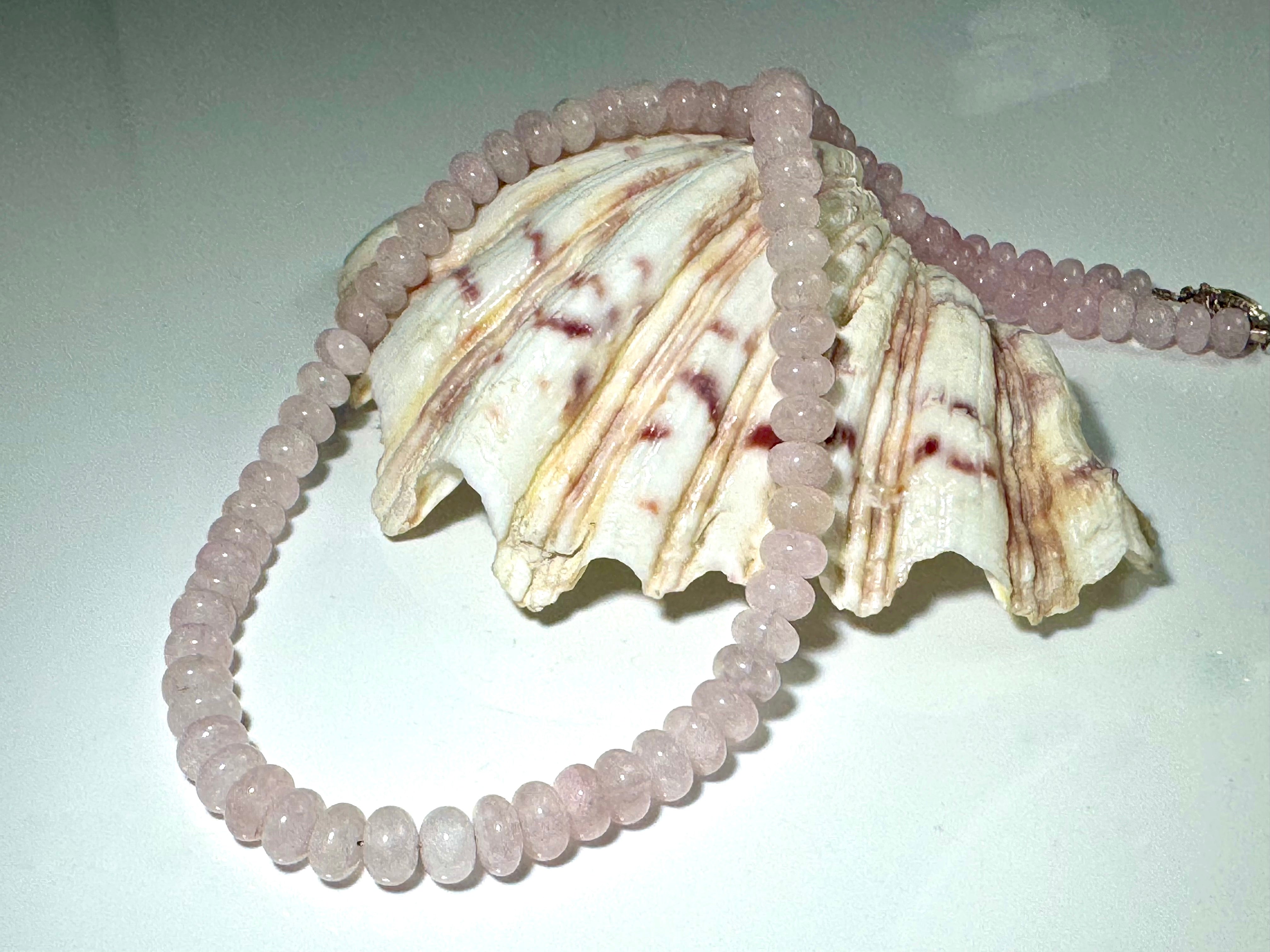 Rose Quartz Bead Sterling Necklace