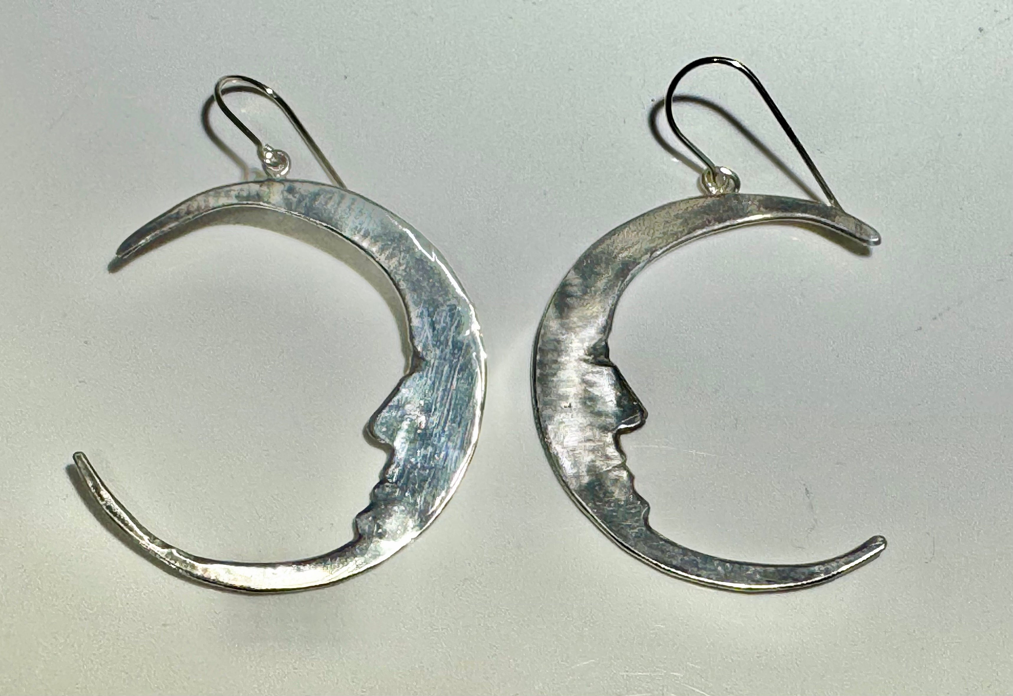 Crescent Man in the Moon Sterling Dangles
