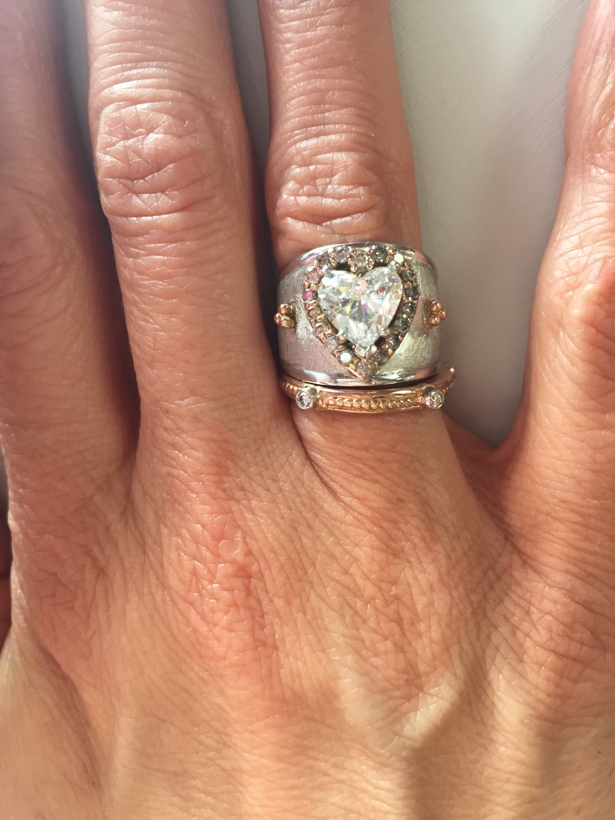 Heart Diamond Platinum & Rose Gold Ring