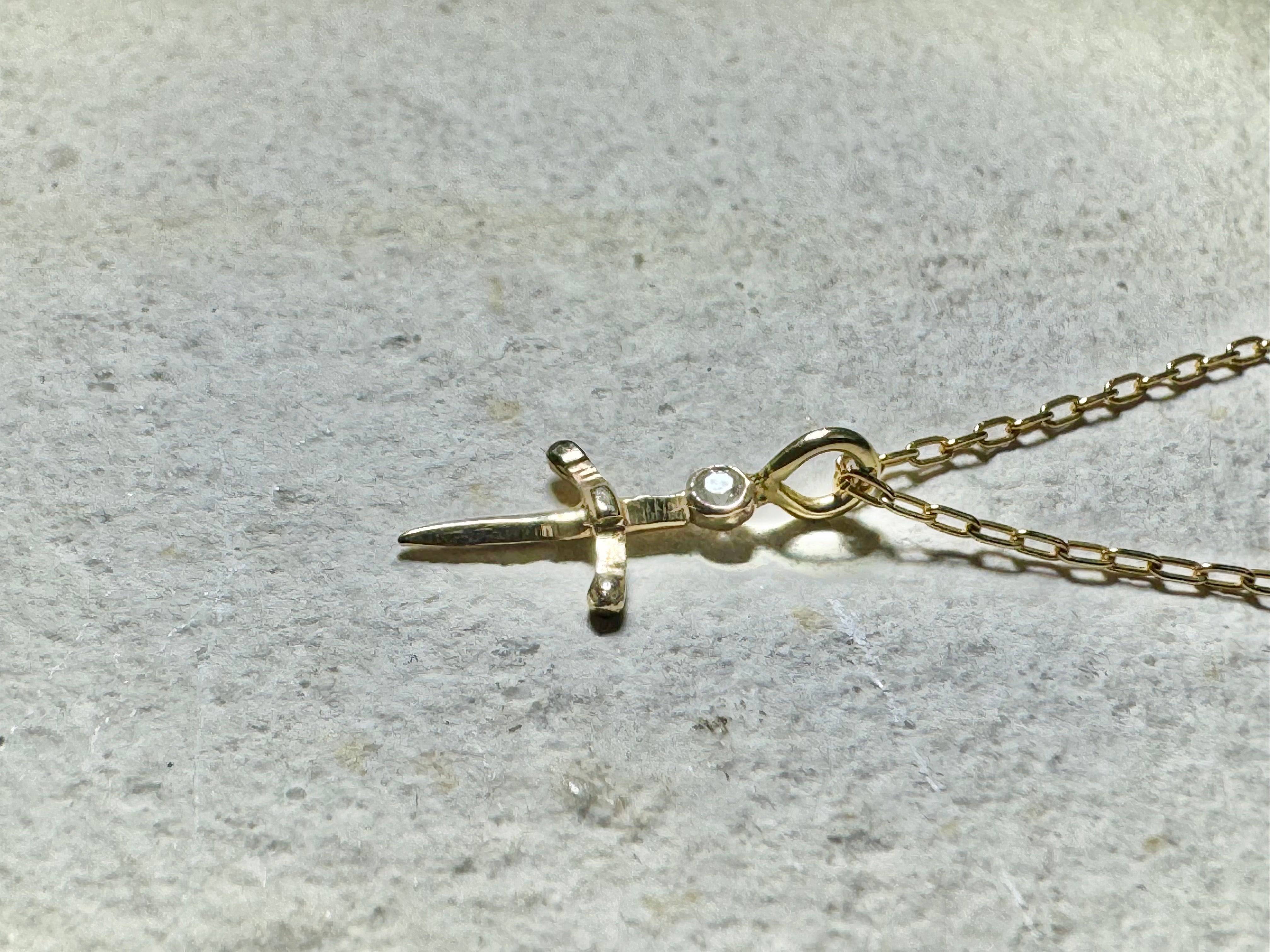 Dagger With Diamond 14k Pendant