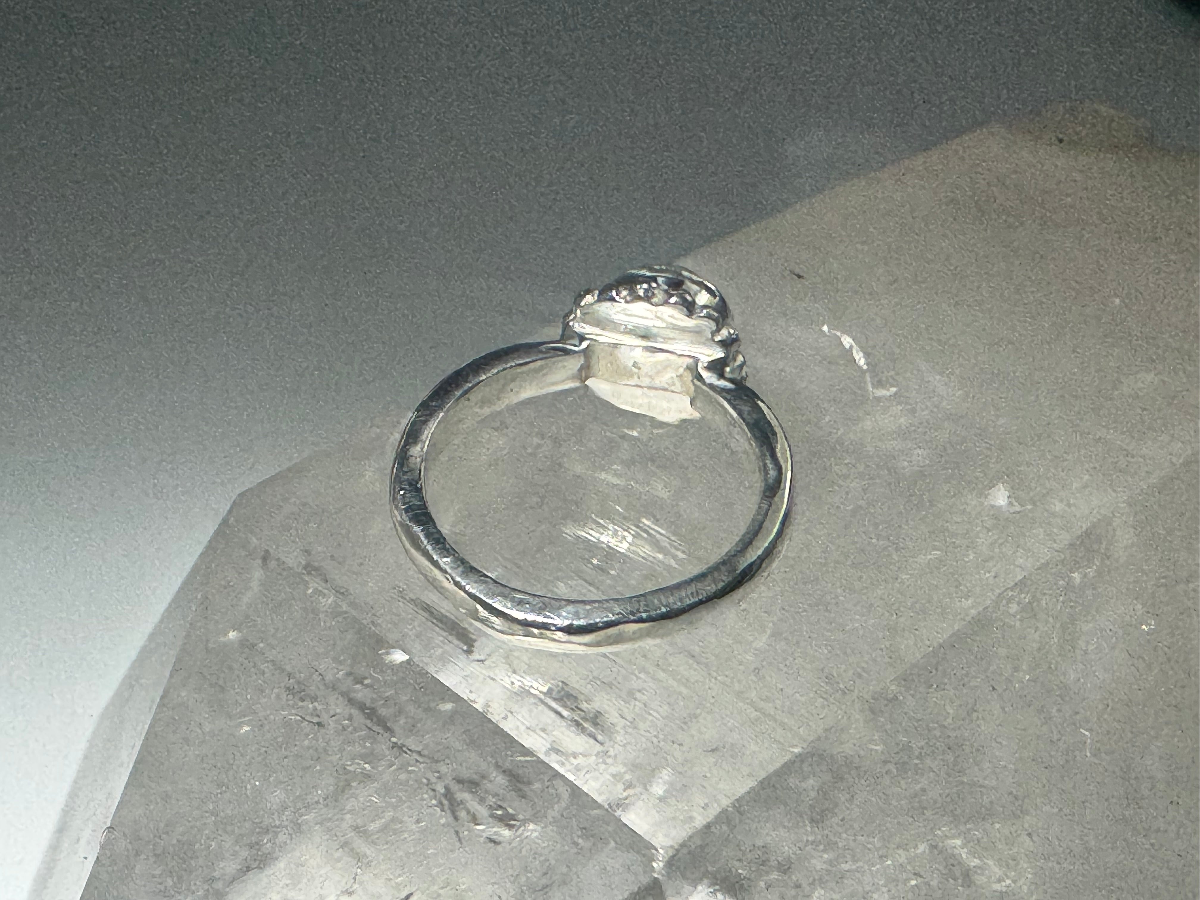 Pearl Akoya Beaded Bezel Sterling Ring