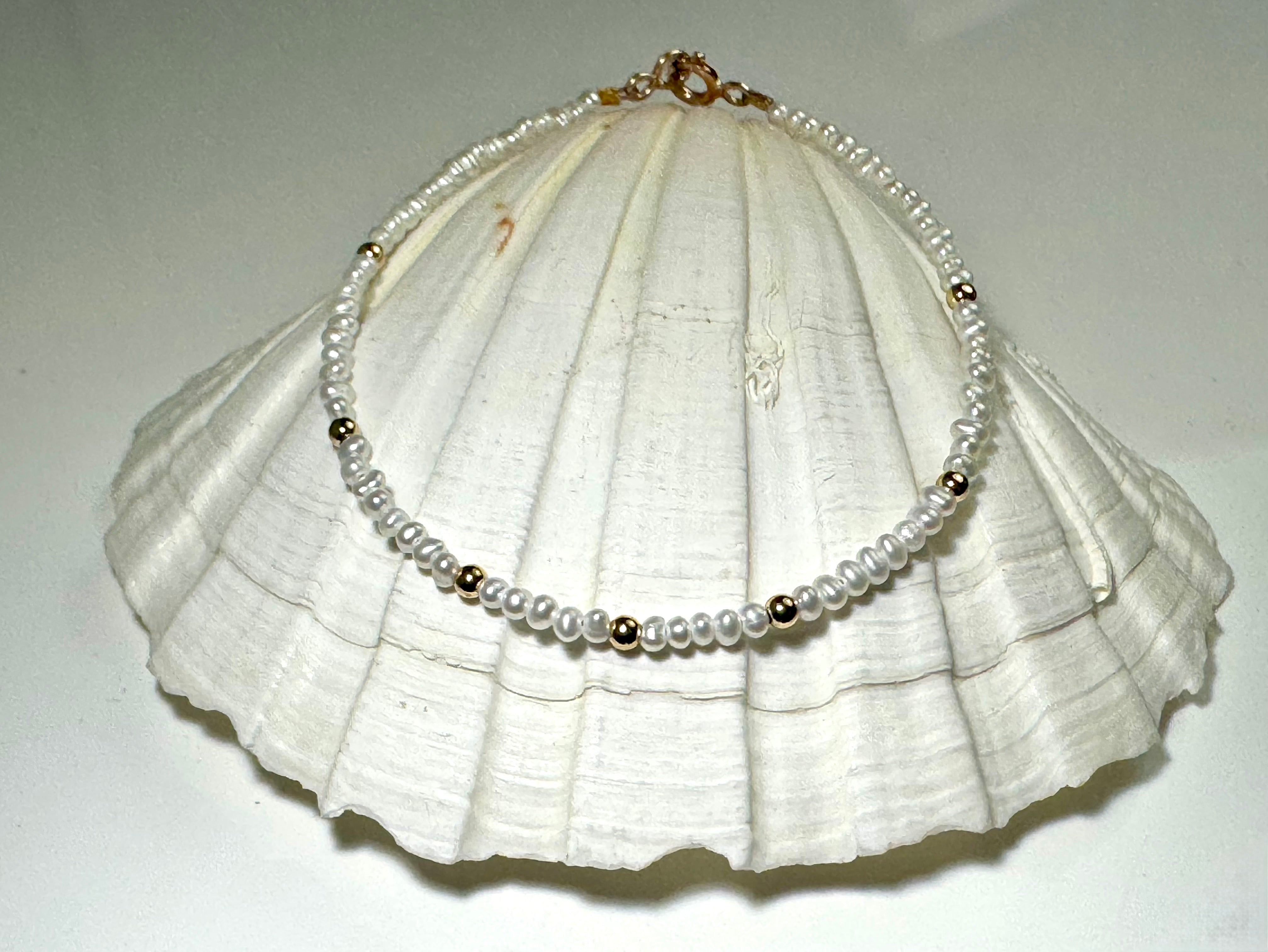 Pearl 2mm With 14k Beads Bracelet