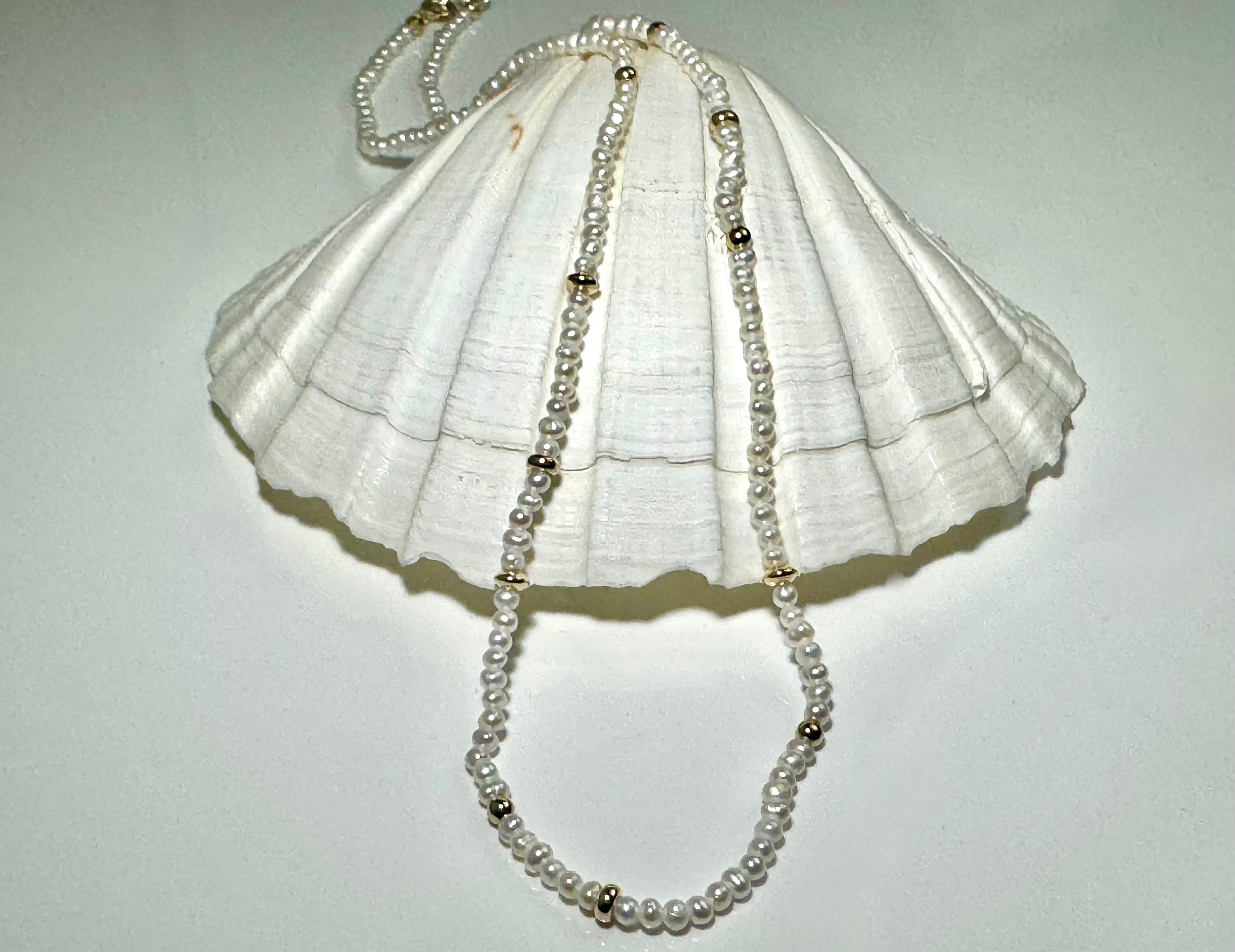 Pearl 2mm With 14k Beads Necklace