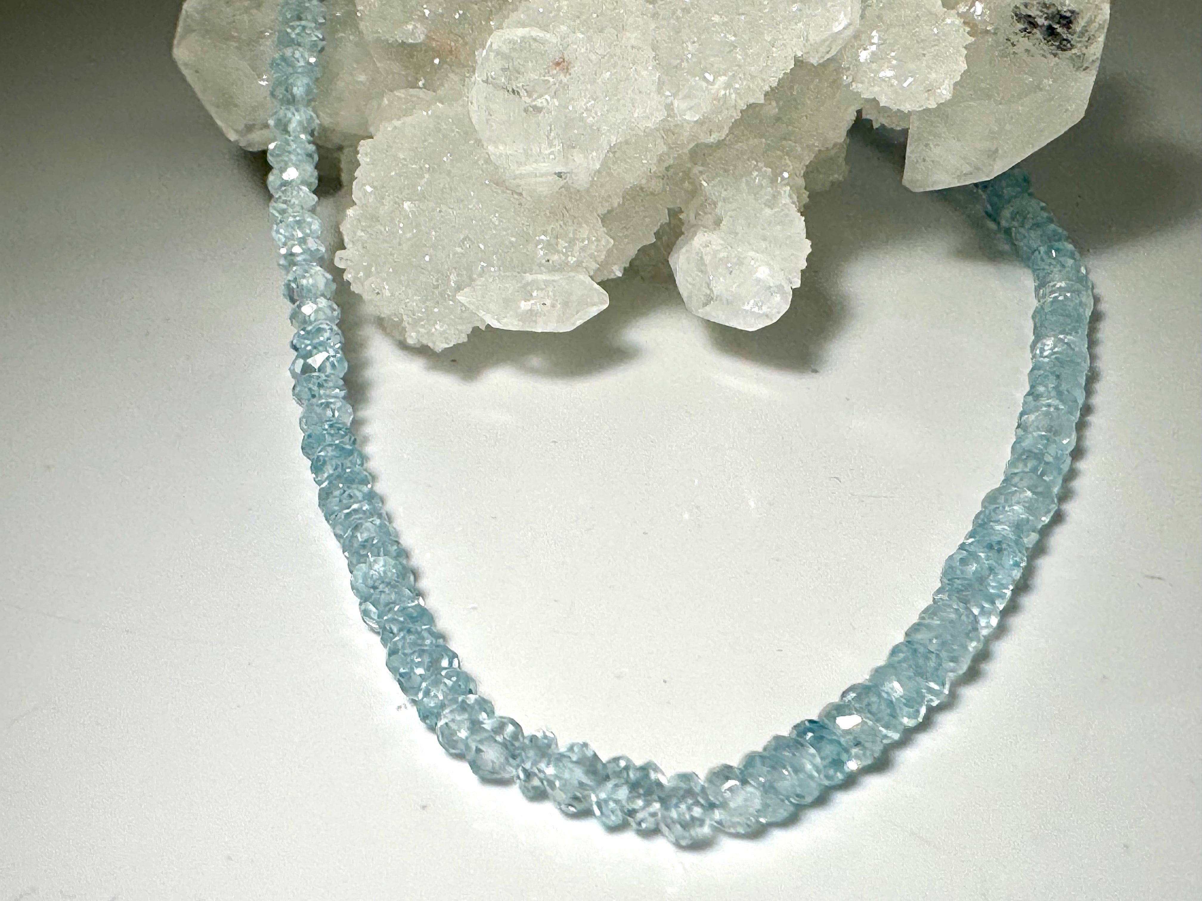 Blue Topaz 4mm Bead Sterling Silver Necklace