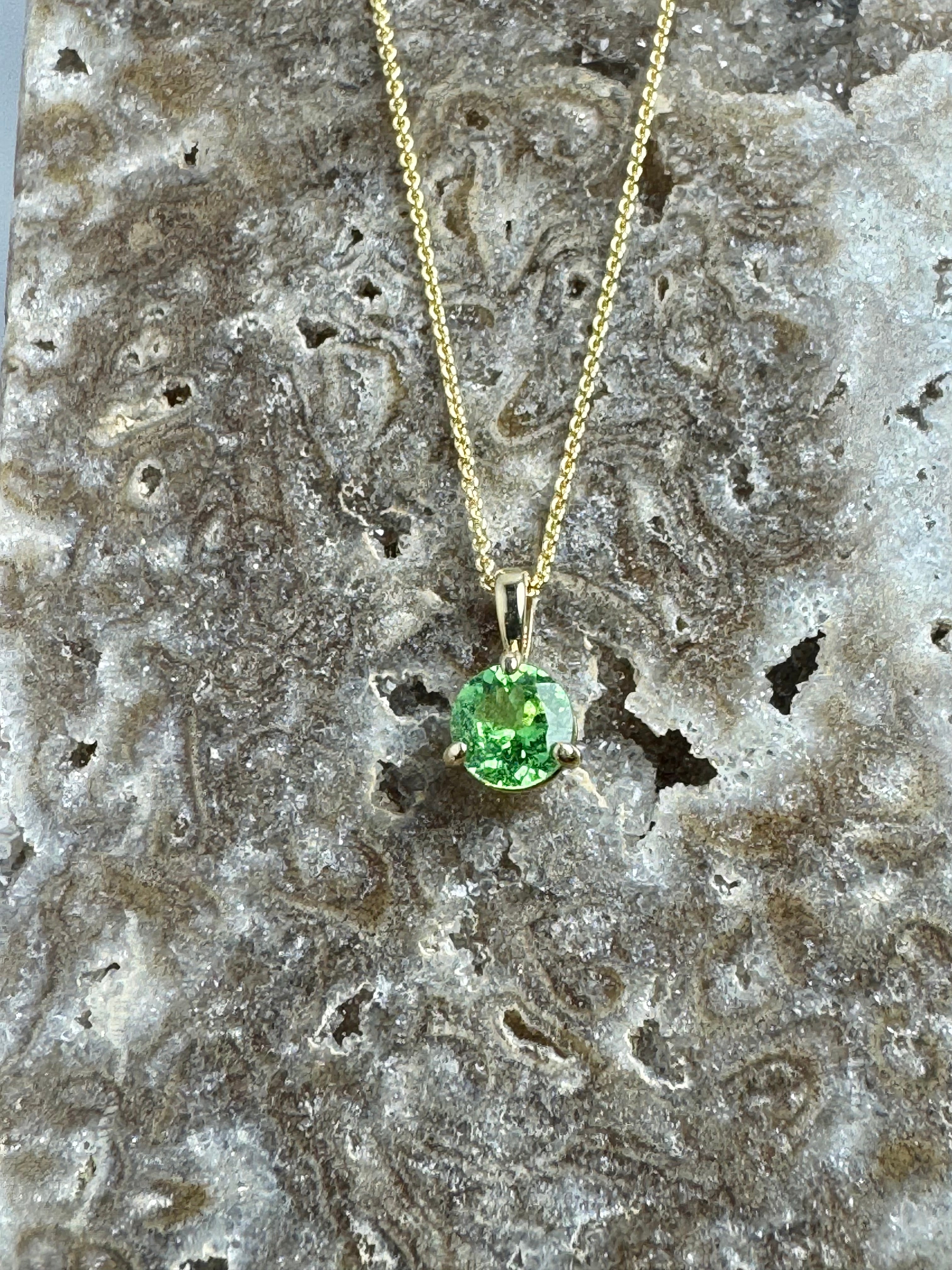 Tsavorite Garnet 14k Gold Pendant