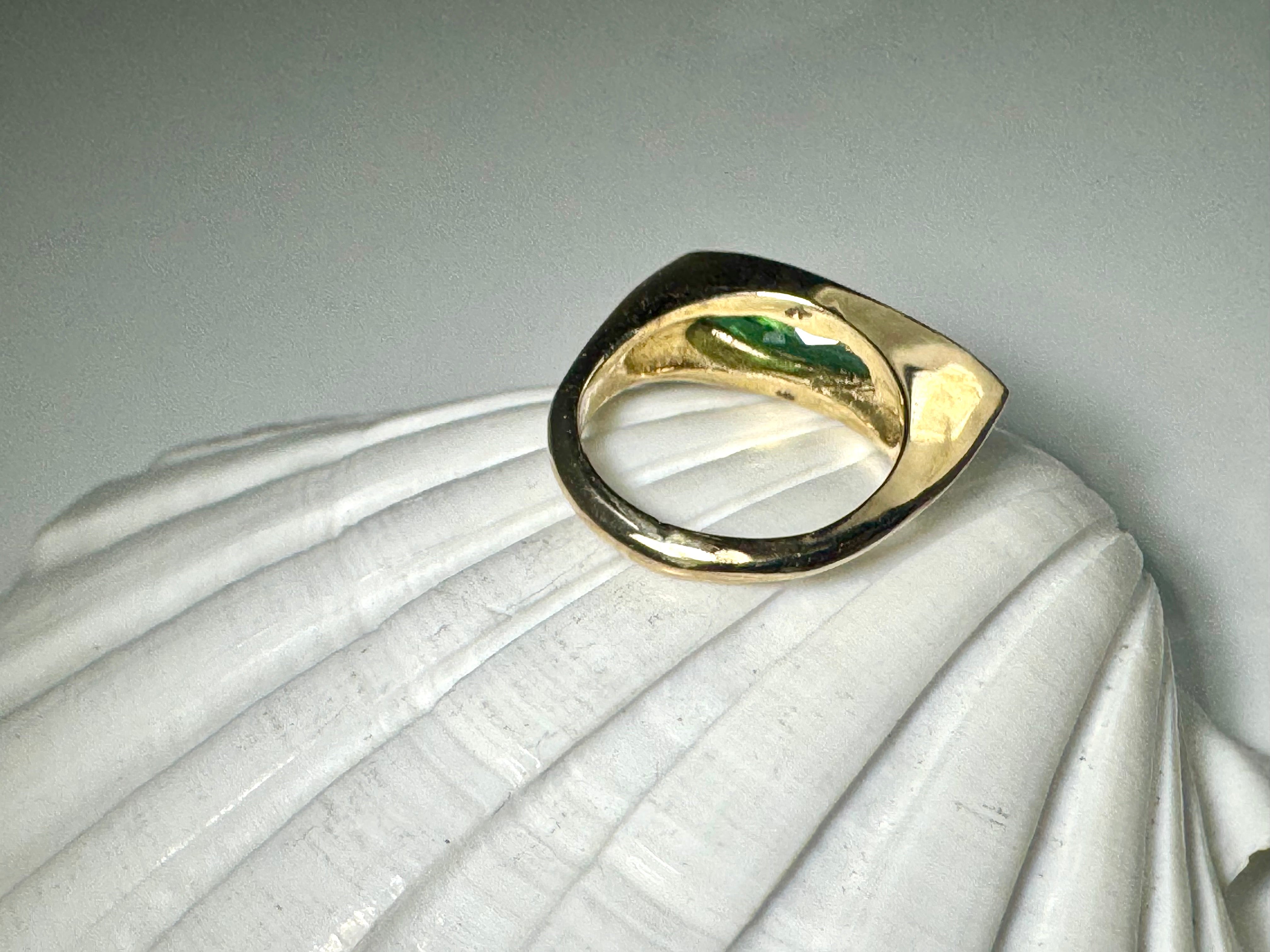 Green Tourmaline Pear Shape 14k Ring