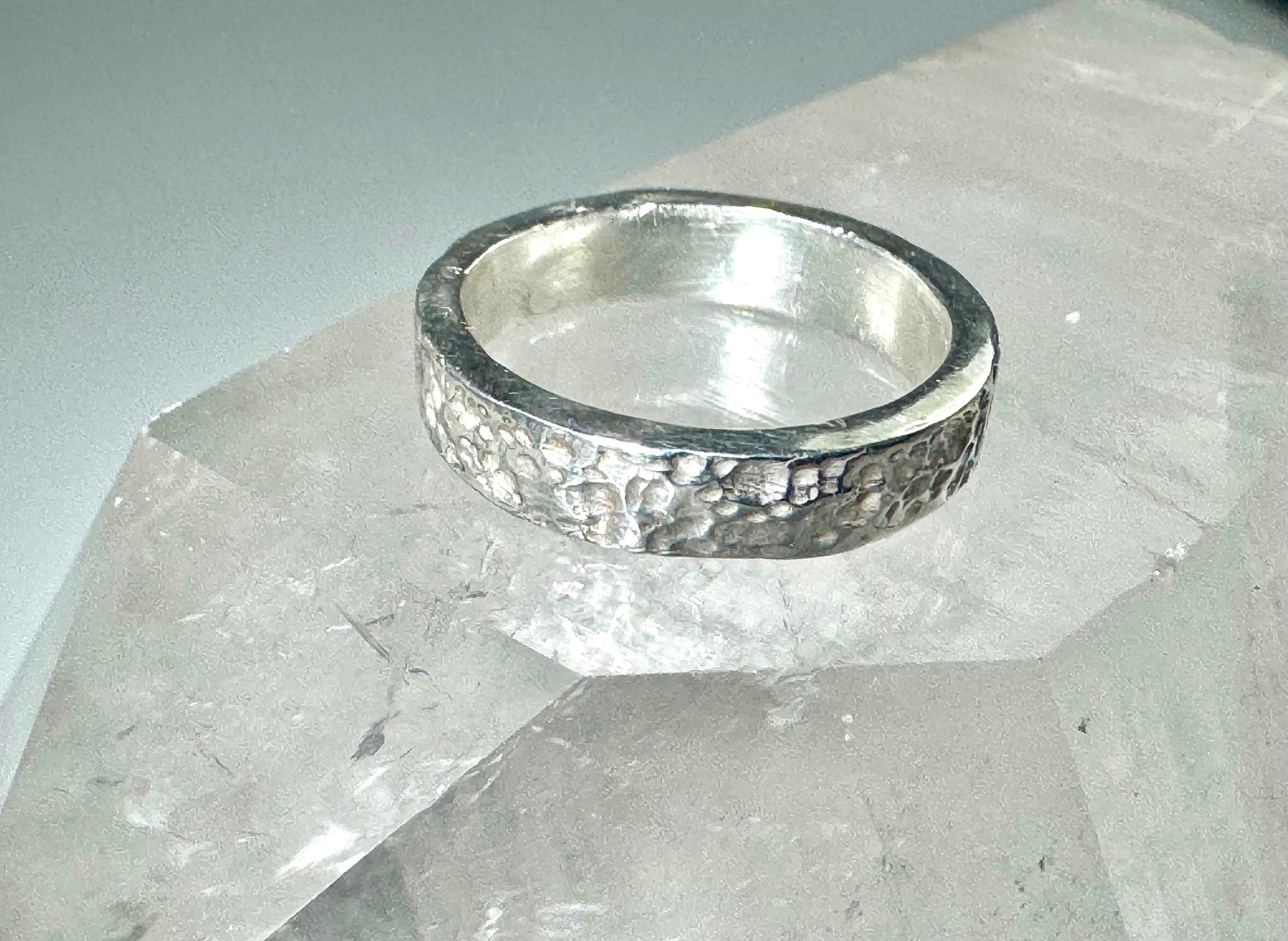 Hammered 4mm Sterling Ring