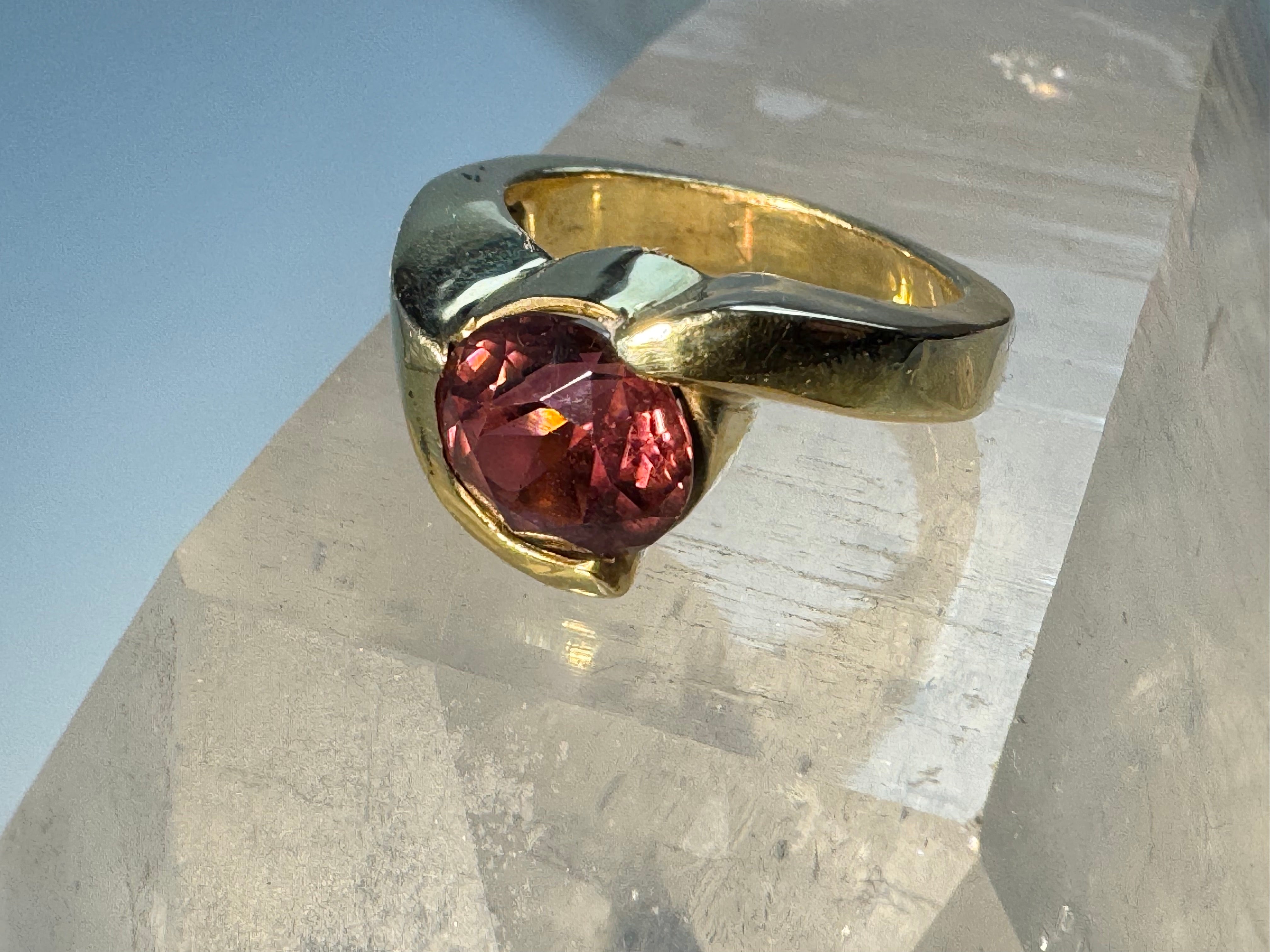 Pink Tourmaline 14k Bypass Ring