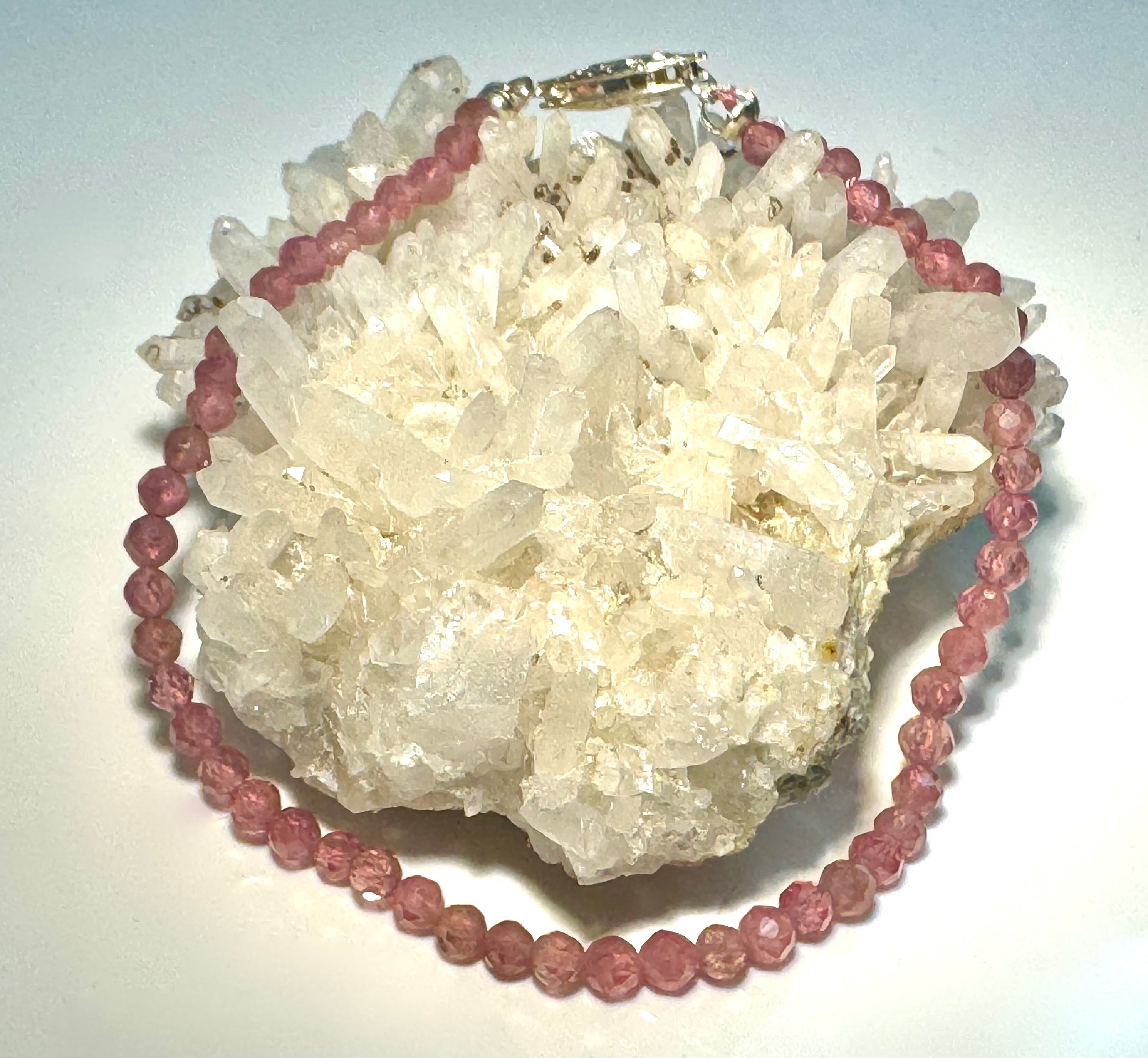 Pink Tourmaline Bead Sterling Bracelet