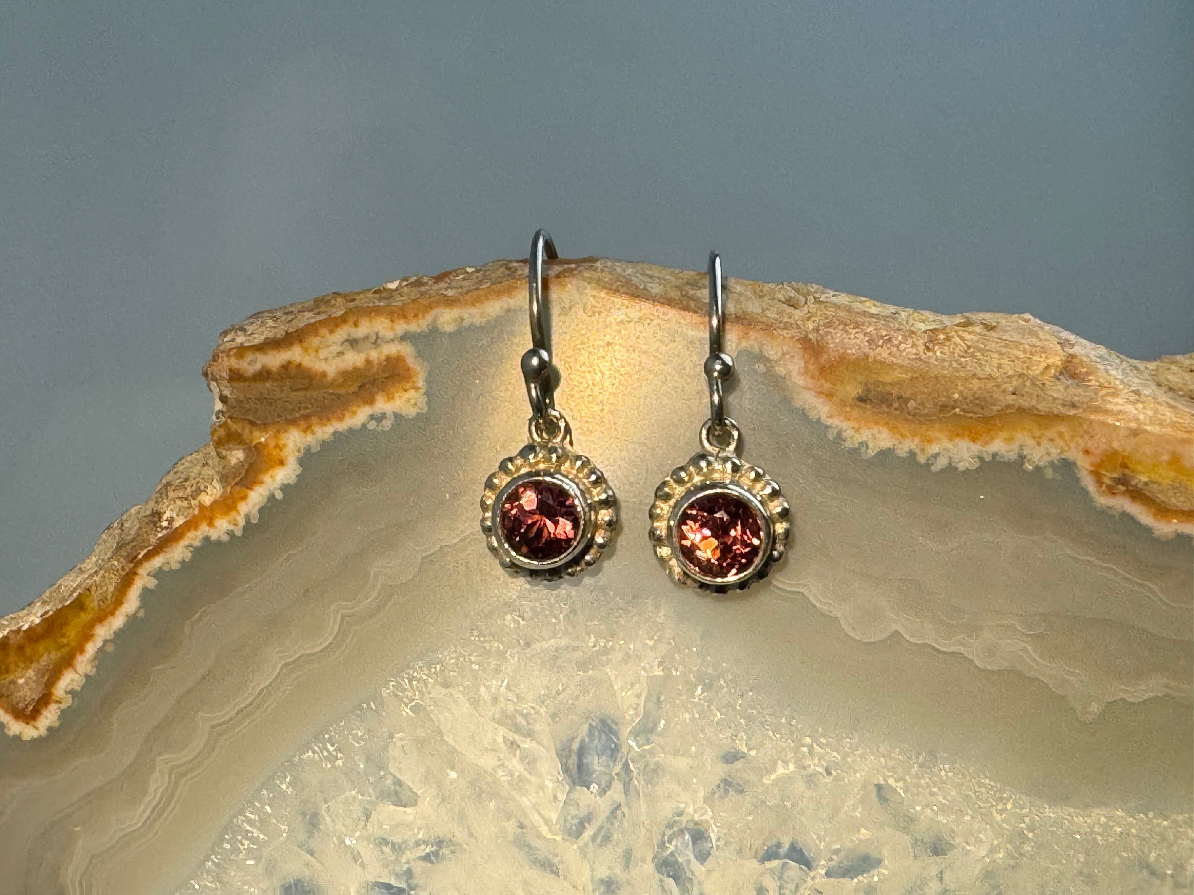 Pink Tourmaline Beaded Sterling Drops