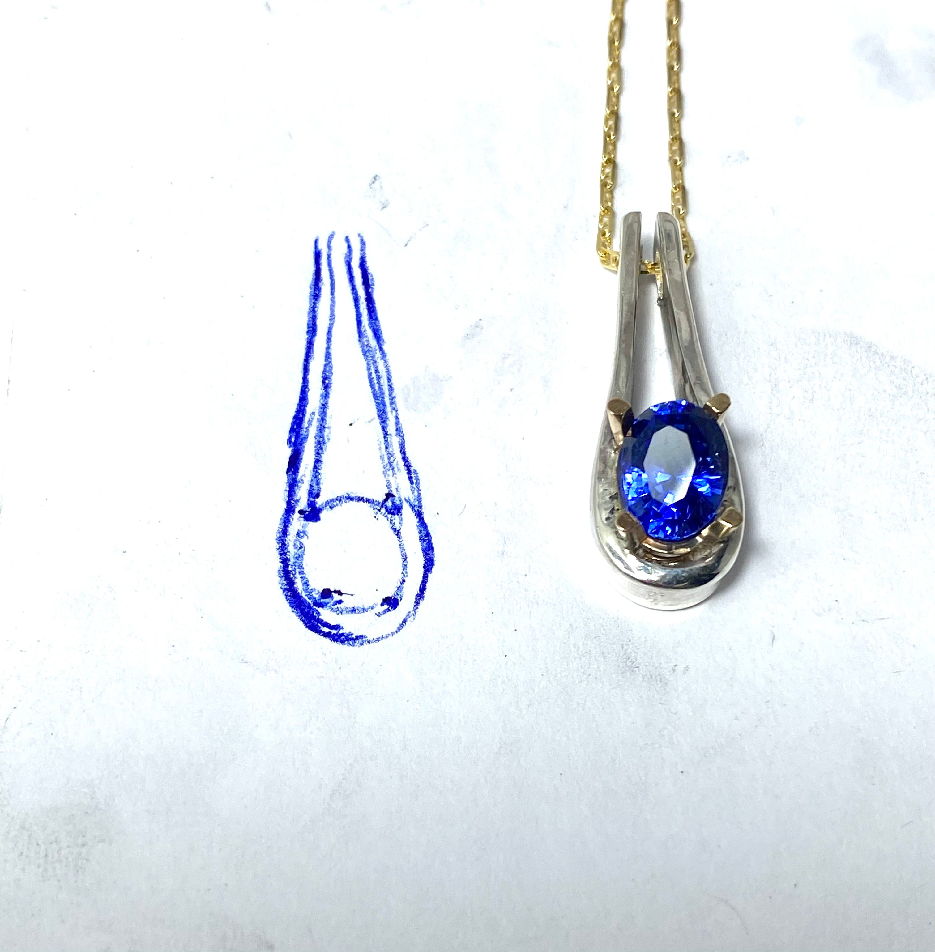 Ceylon Sapphire 18k Pendant and Earrings