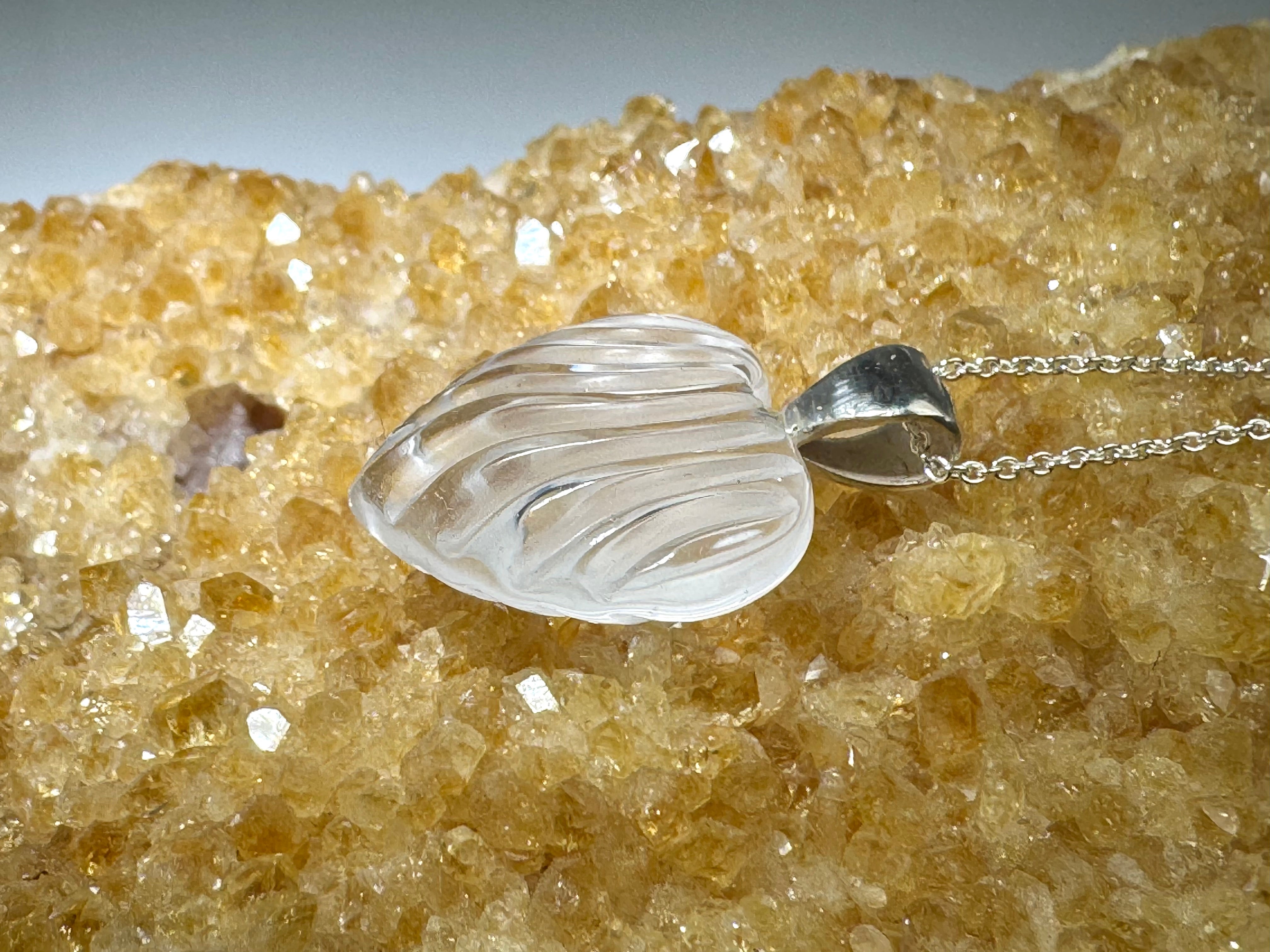 Quartz Frosted Heart Sterling Pendant