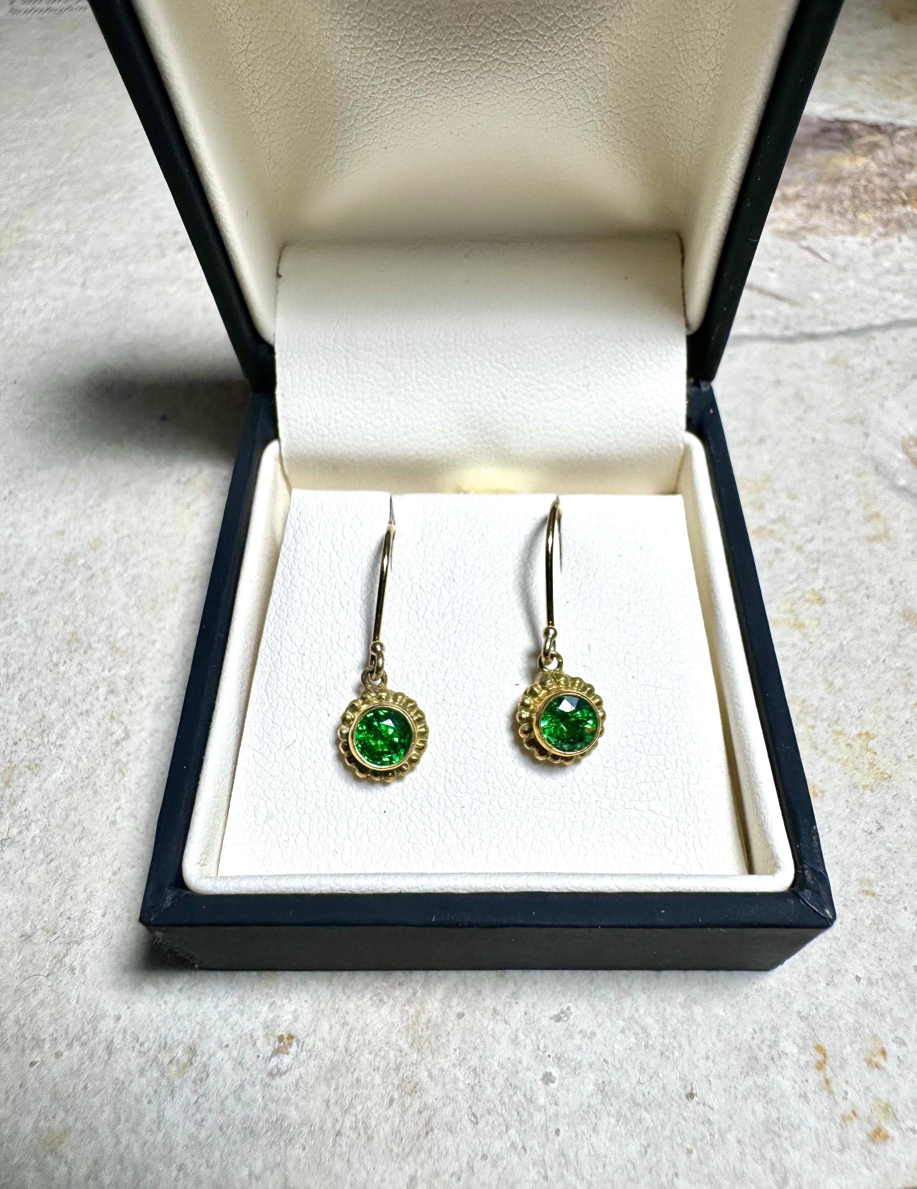 Tsavorite Garnet Beaded 18k & 14k Dangles