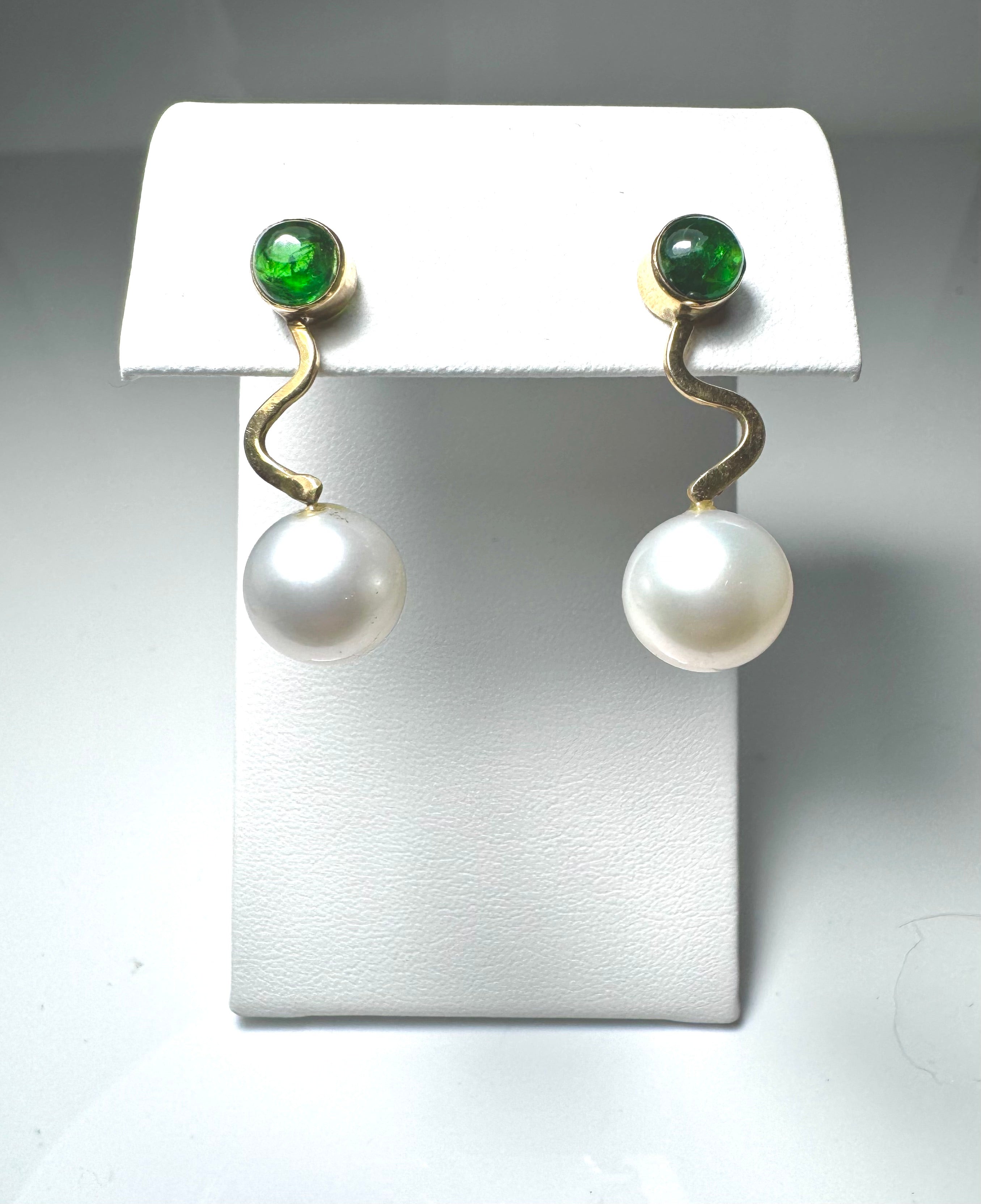 Tsavorite South Sea Pearl Earrings
