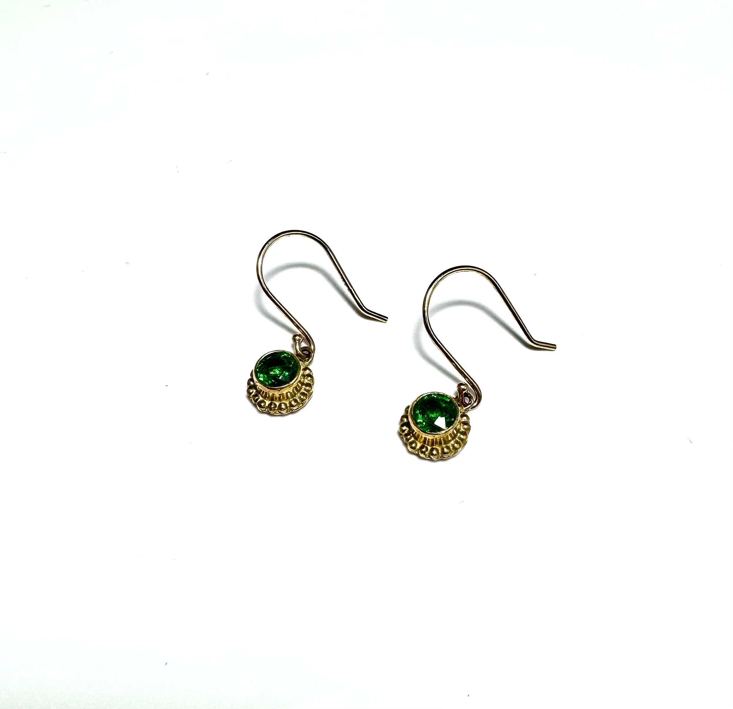 Tsavorite Garnet Beaded 18k & 14k Dangles
