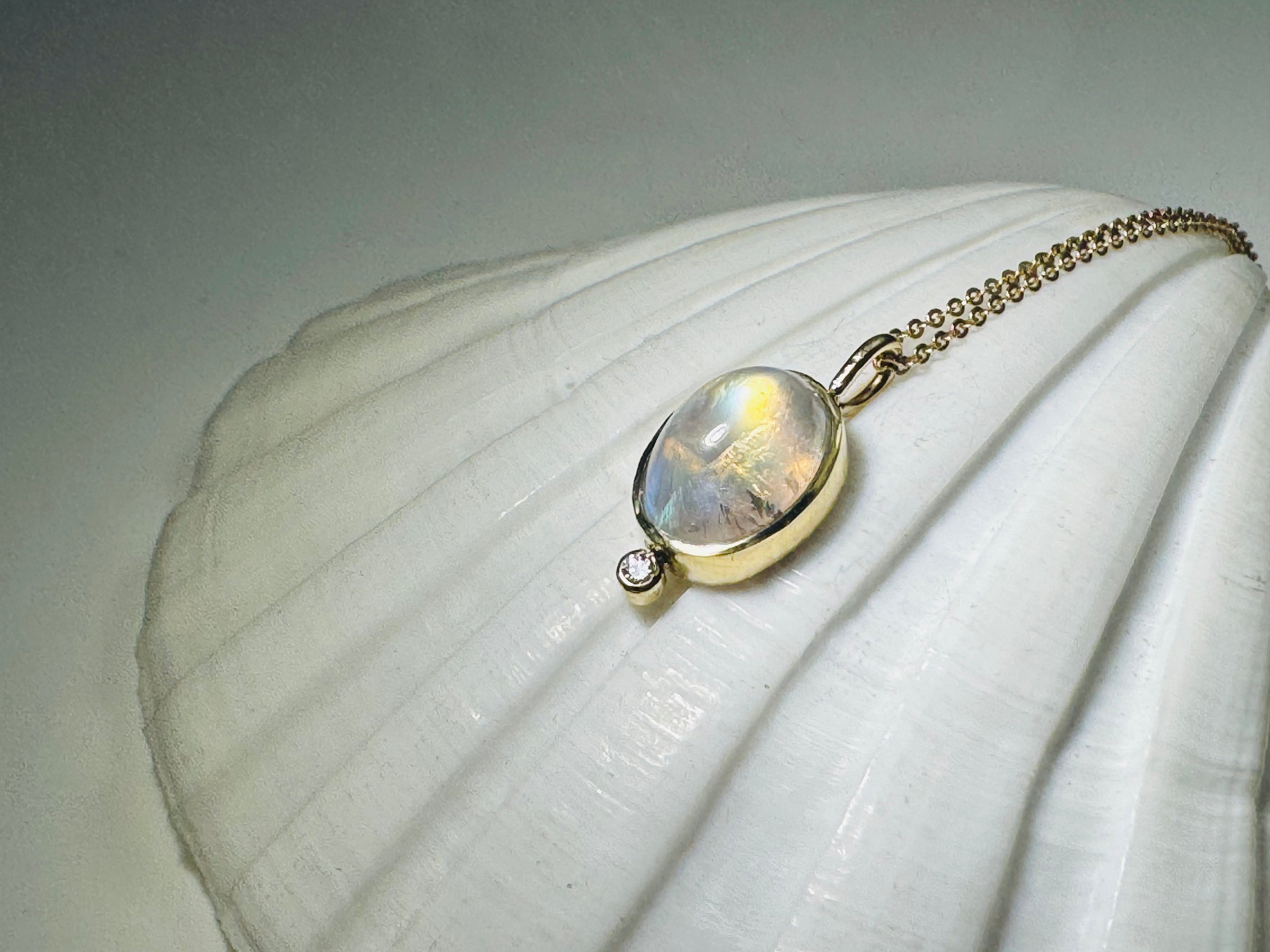 Moonstone Diamond Gold Pendant