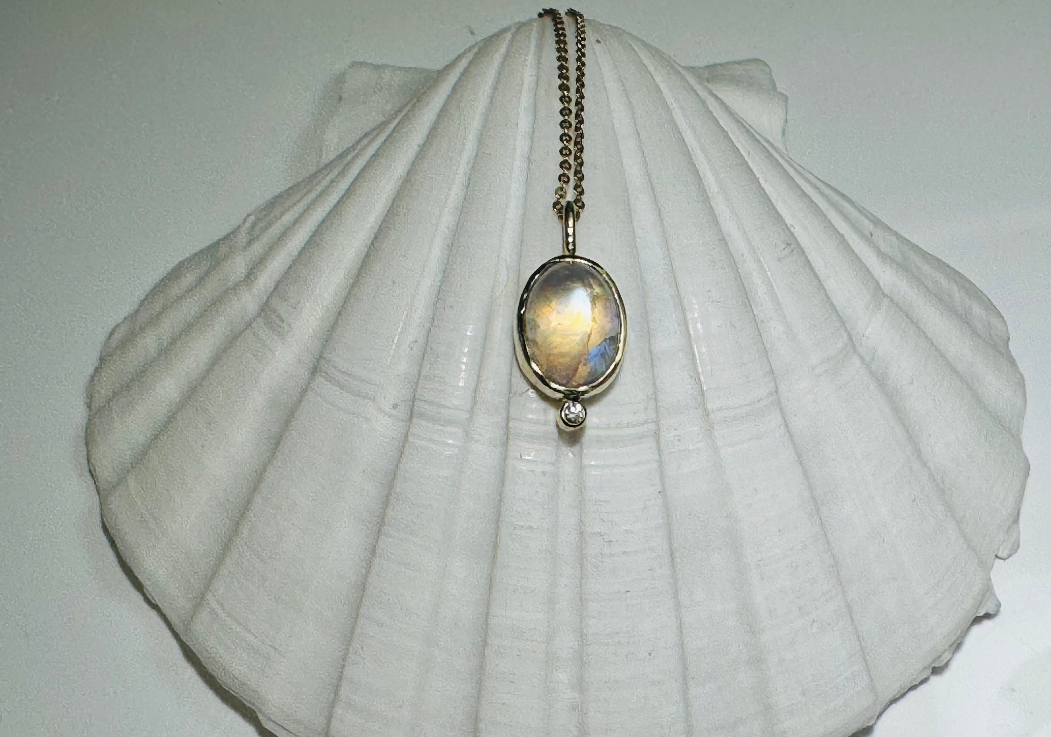 Moonstone Diamond Gold Pendant