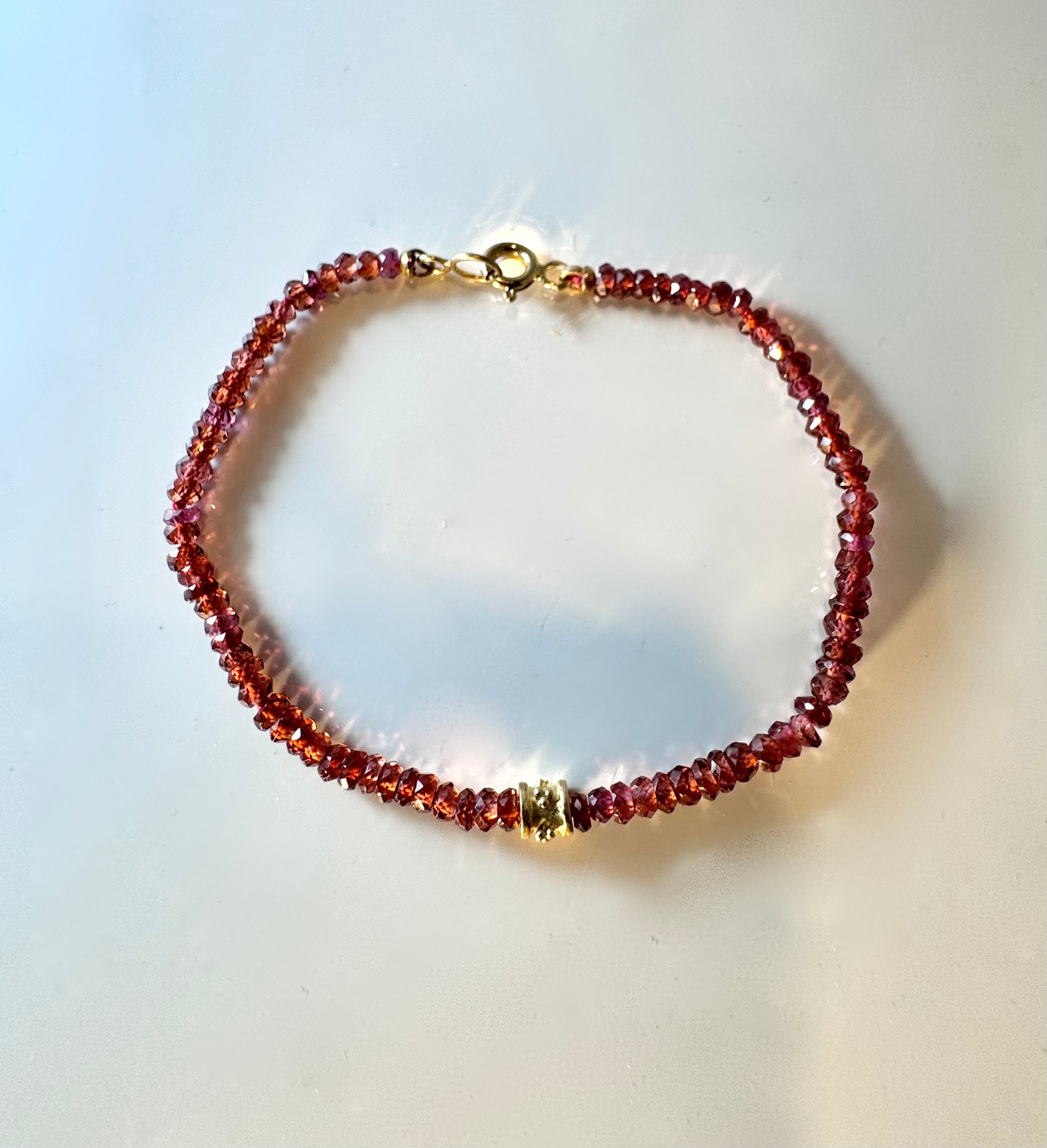 Garnet 14k Rondelle Bead Bracelet
