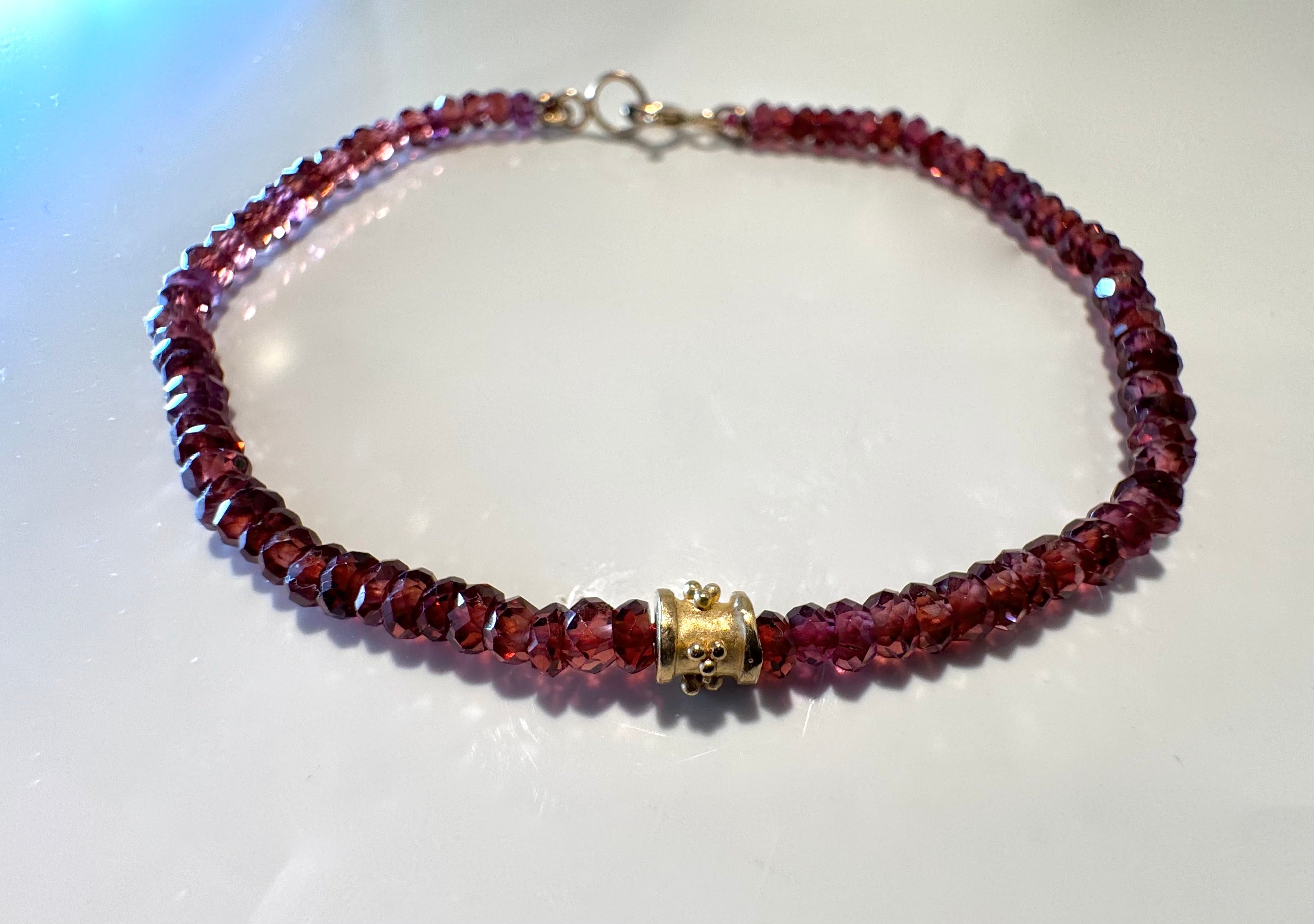 Garnet 14k Rondelle Bead Bracelet