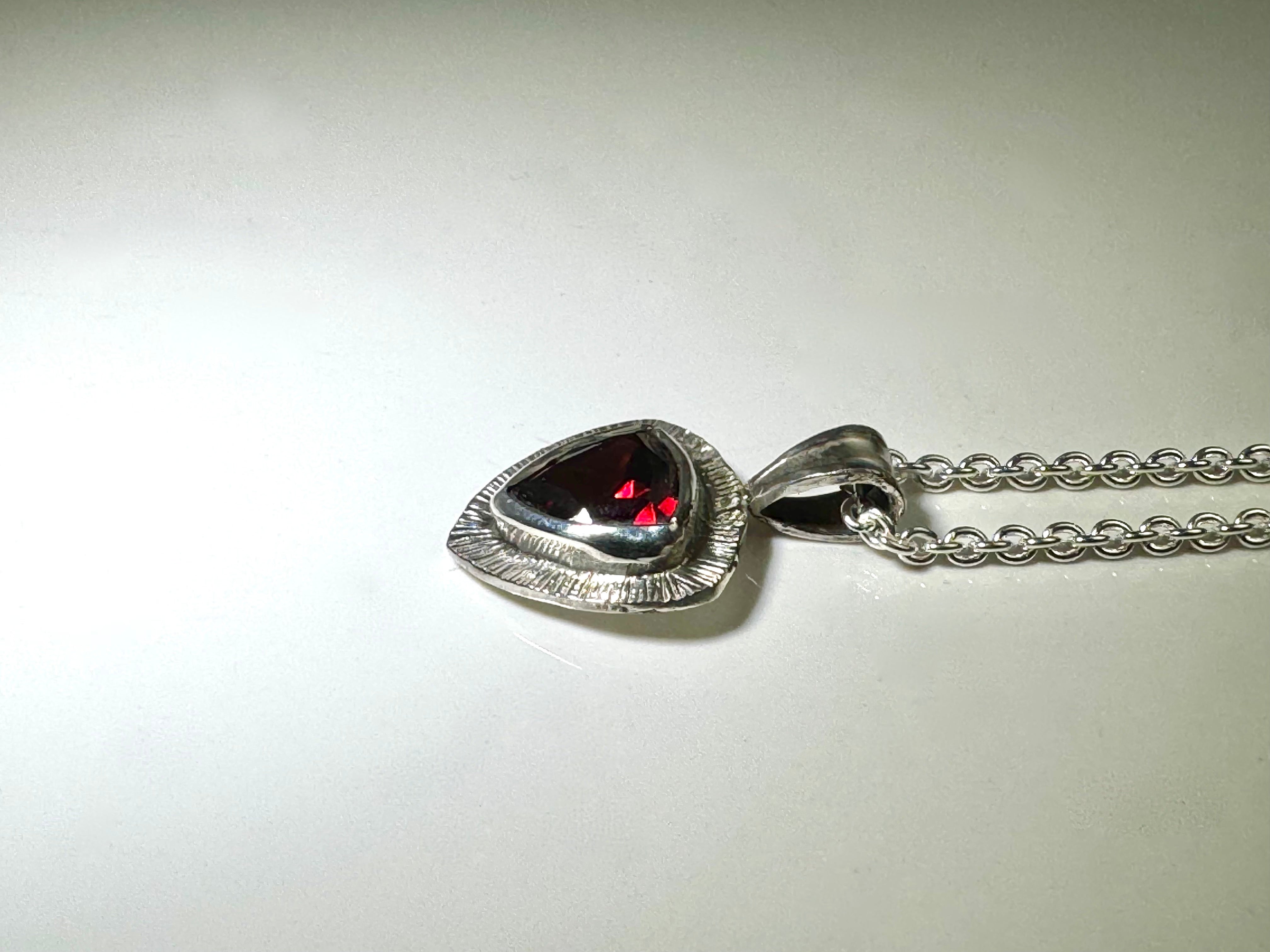 Garnet Trillion Slash Sterling Pendant
