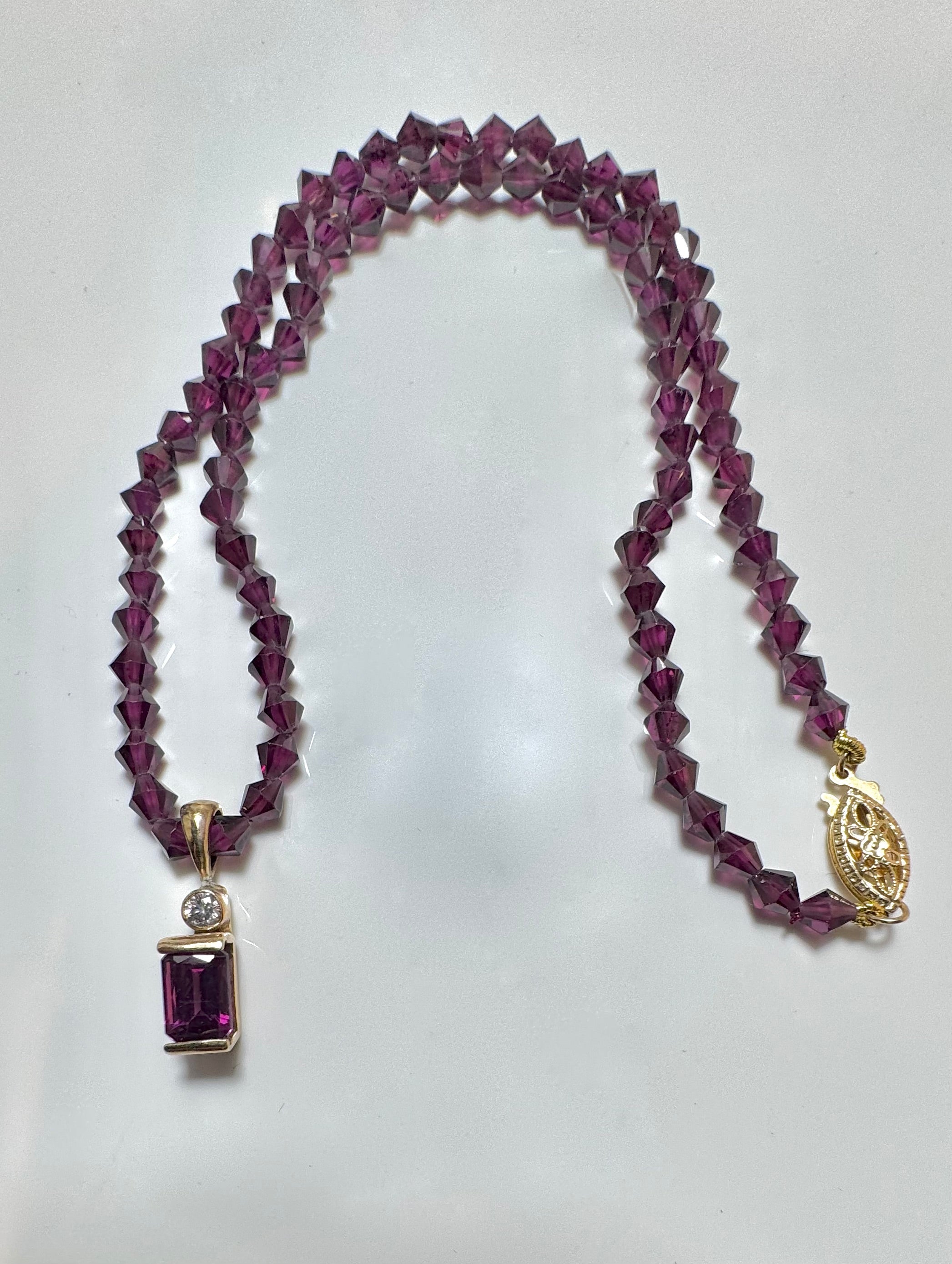 Rhodolite Garnet & Diamond 14k Necklace