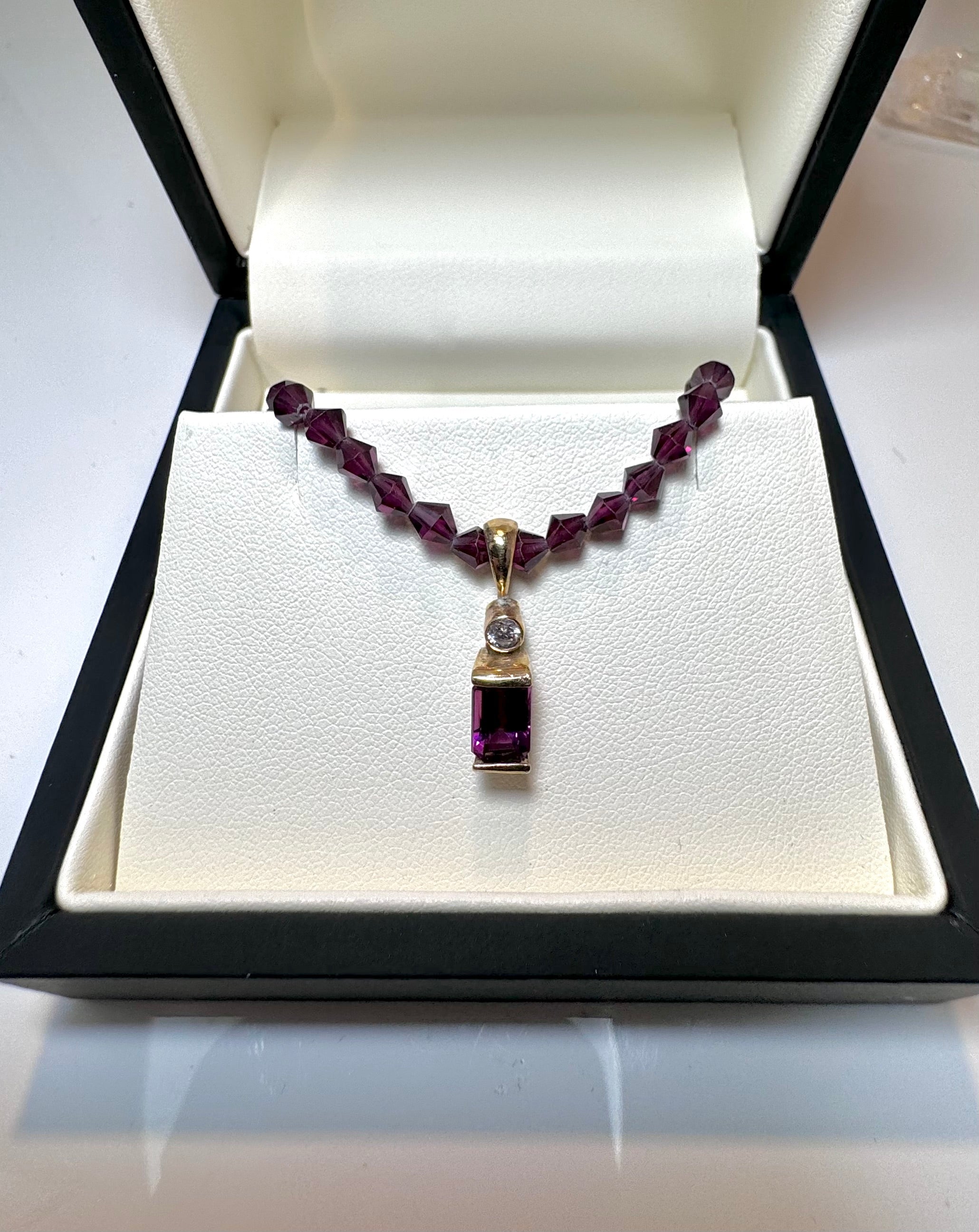 Rhodolite Garnet & Diamond 14k Necklace