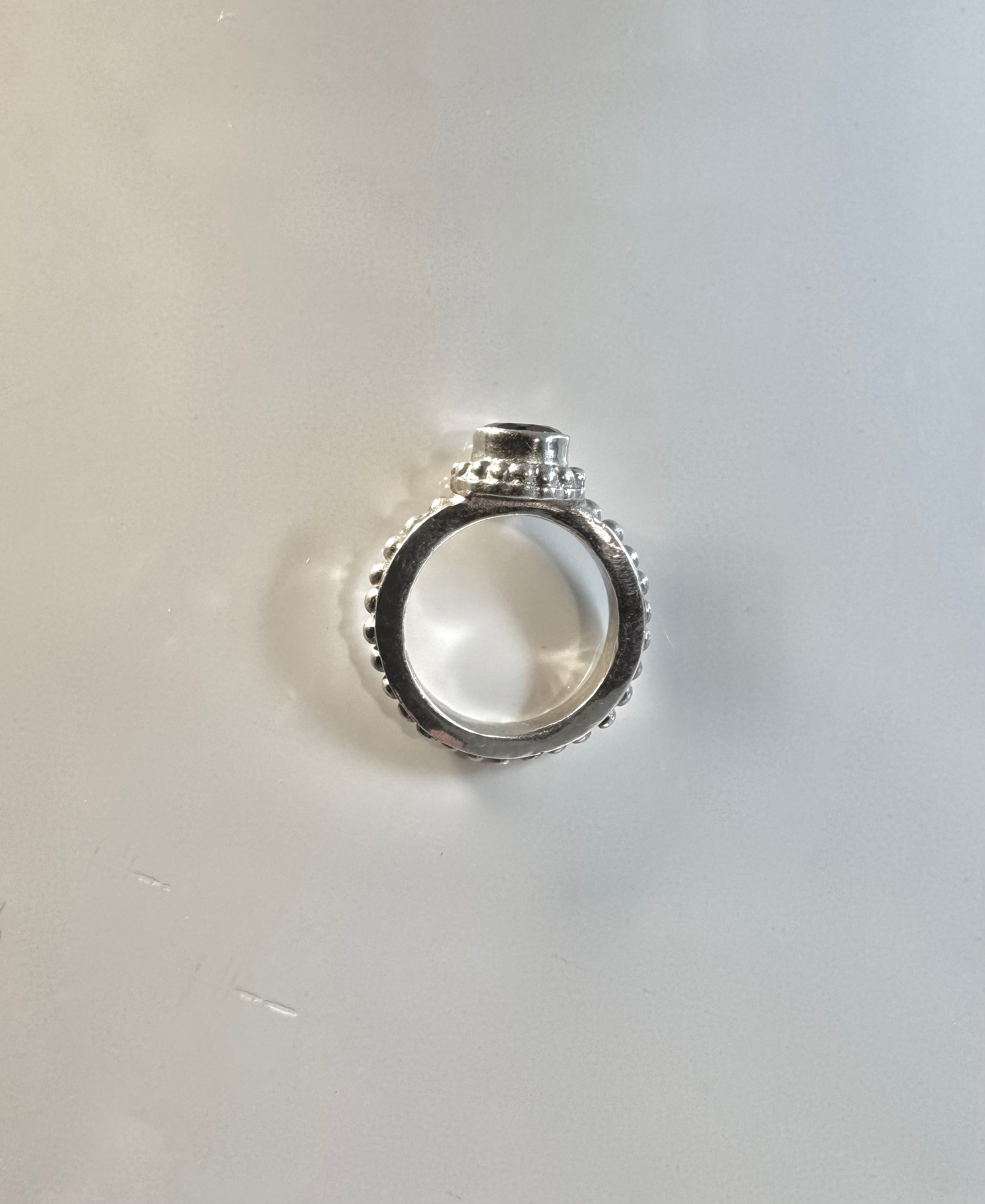 Garnet Beaded Sterling Ring