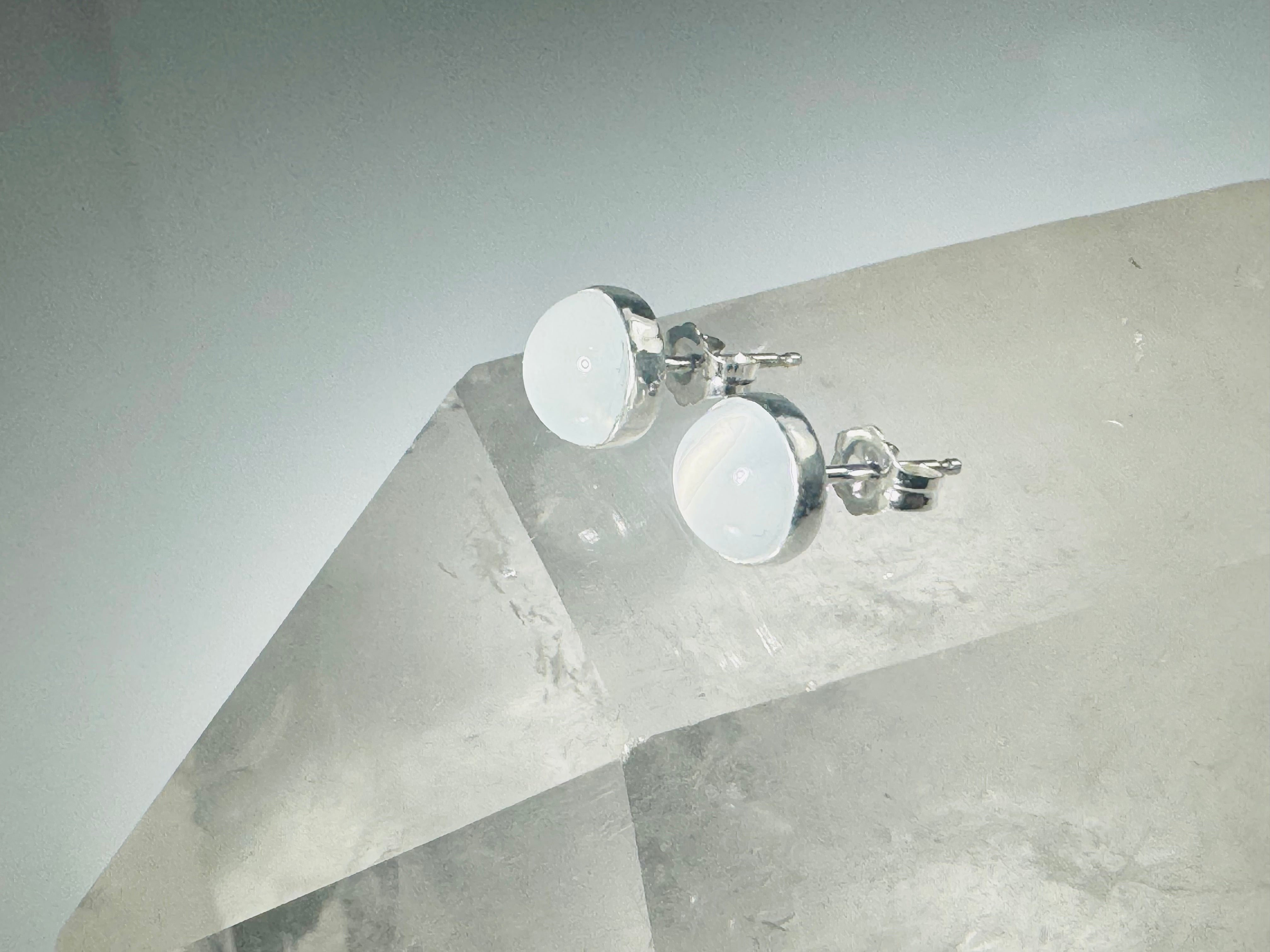 Moonstone (Cat's Eye) 8mm Sterling Studs