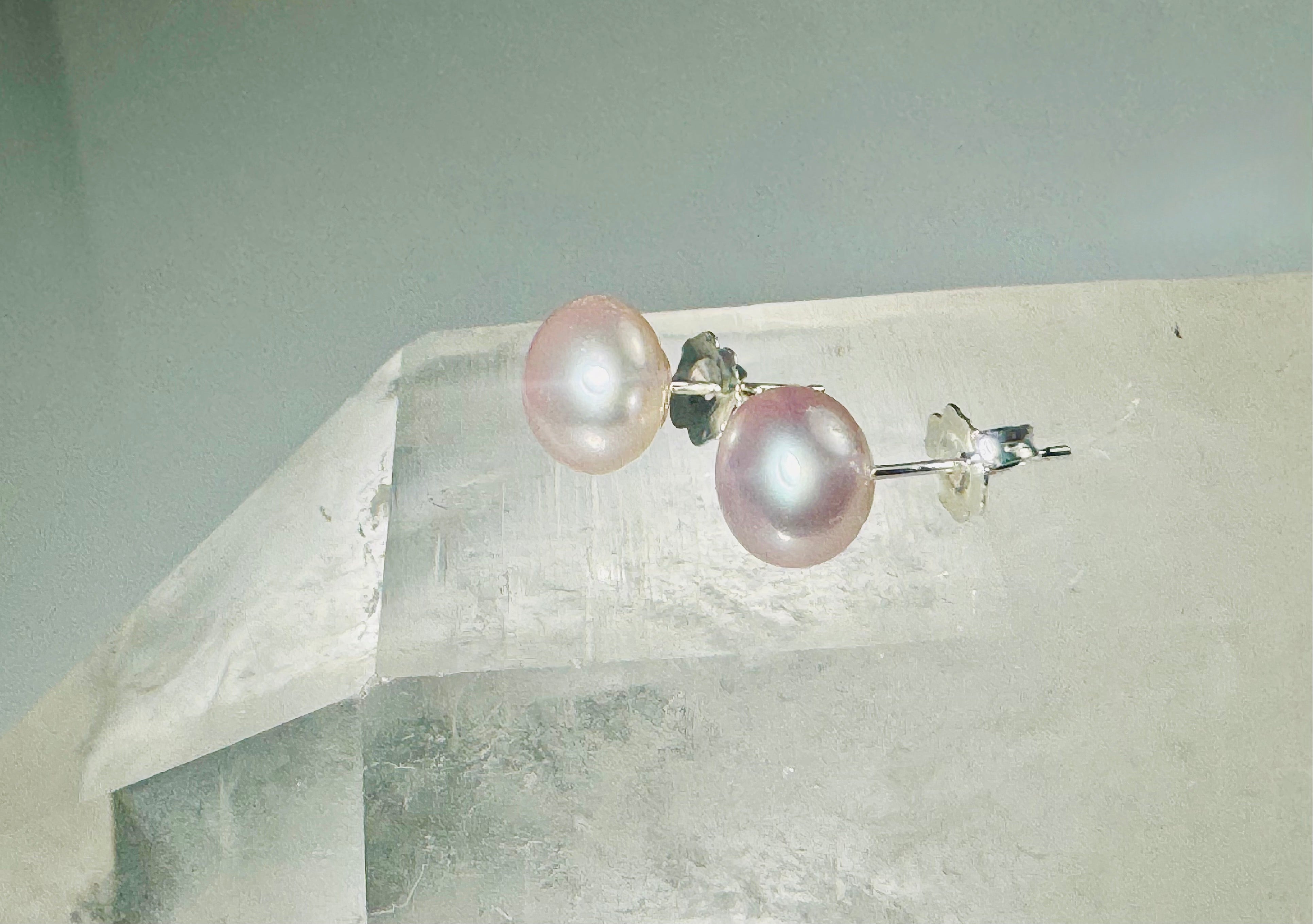 Pink Pearl 7mm Sterling Studs