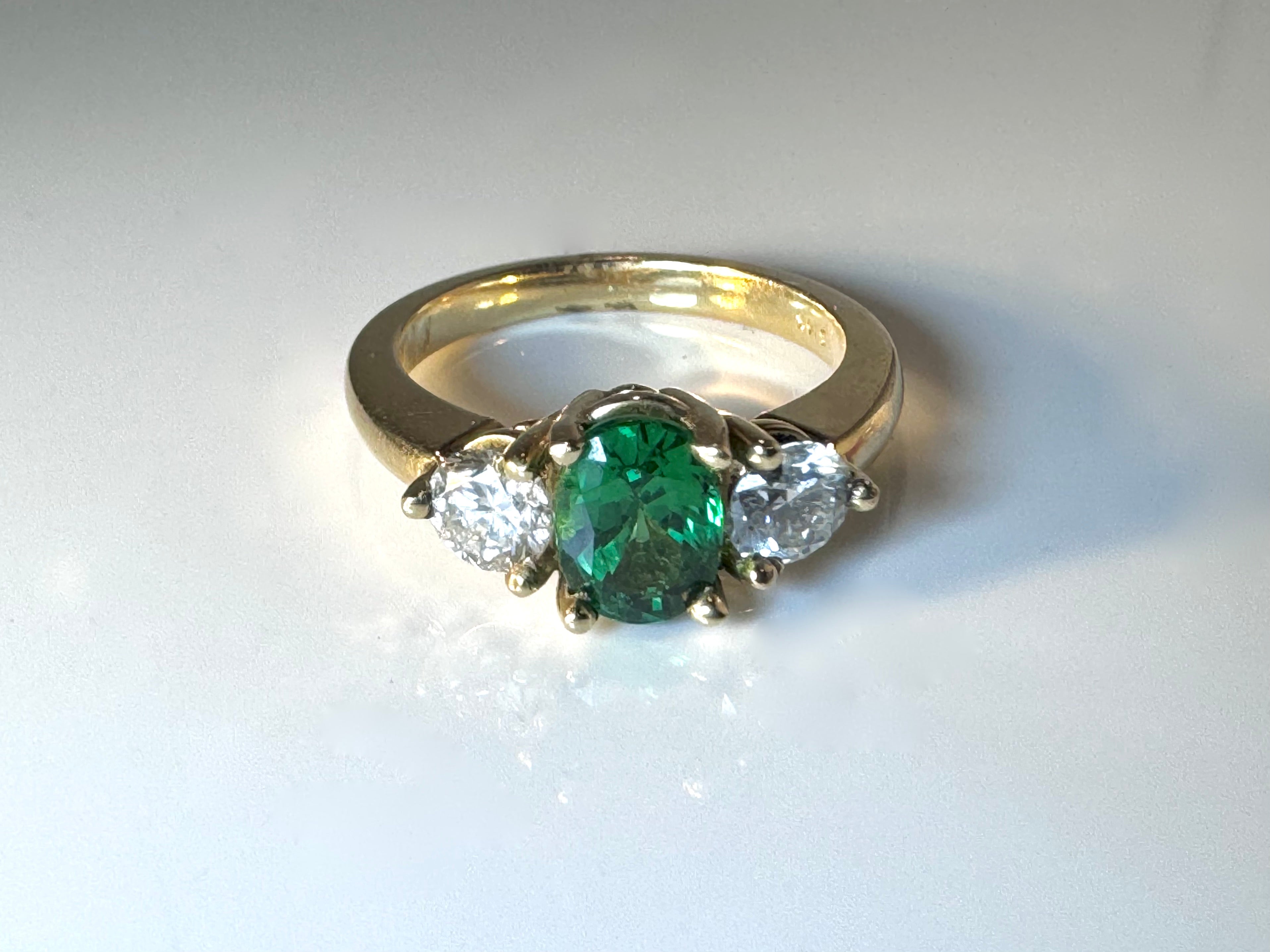 Tsavorite Garnet Diamond 14k Ring