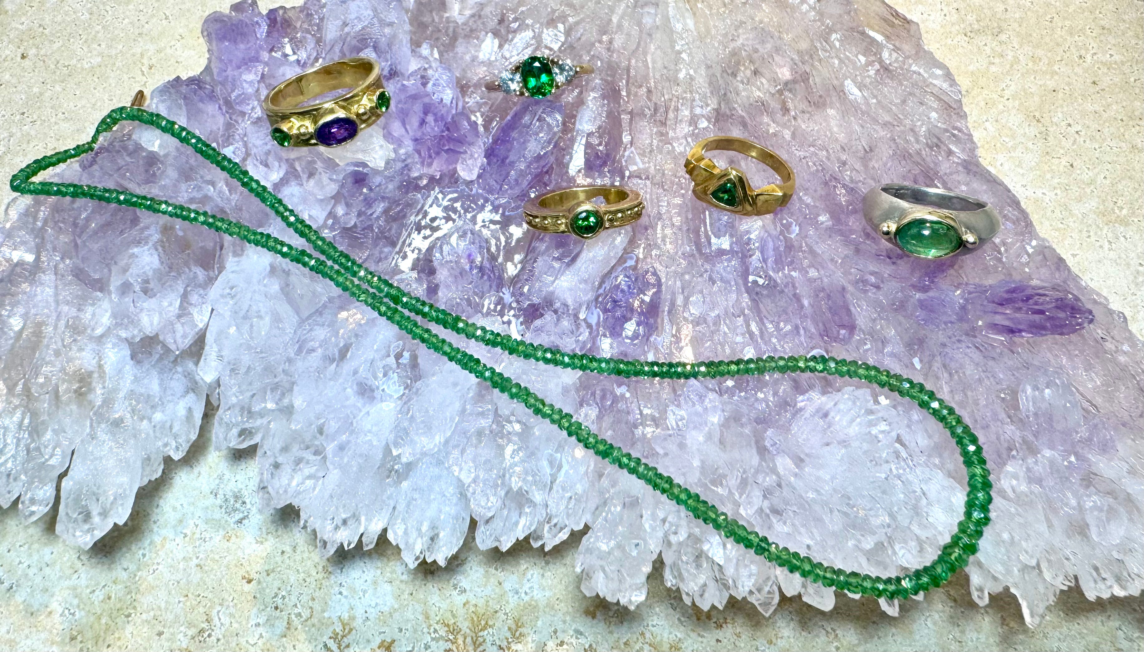 Tsavorite Garnet Diamond 14k Ring