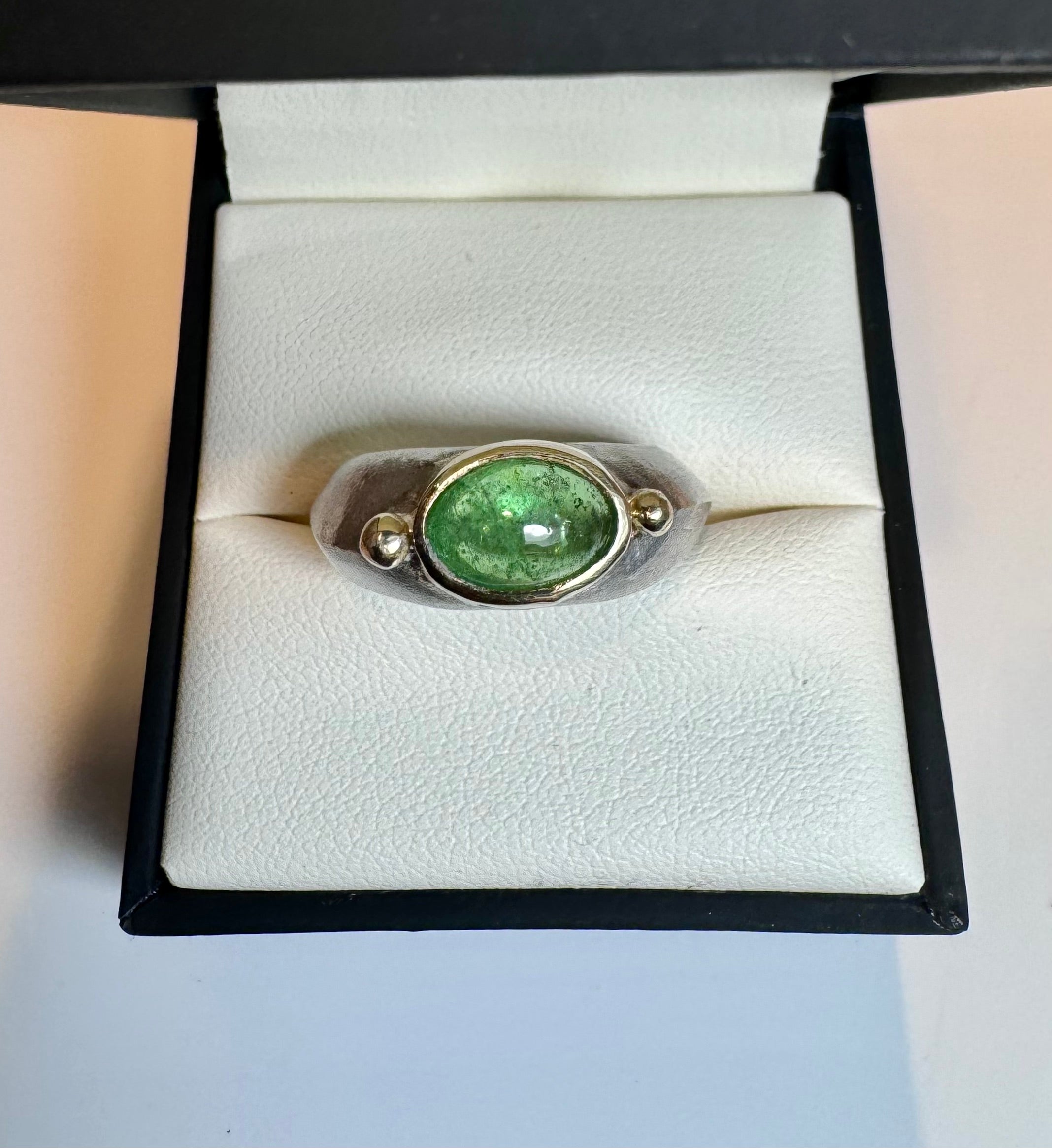 Tsavorite Garnet Cabochon Ring