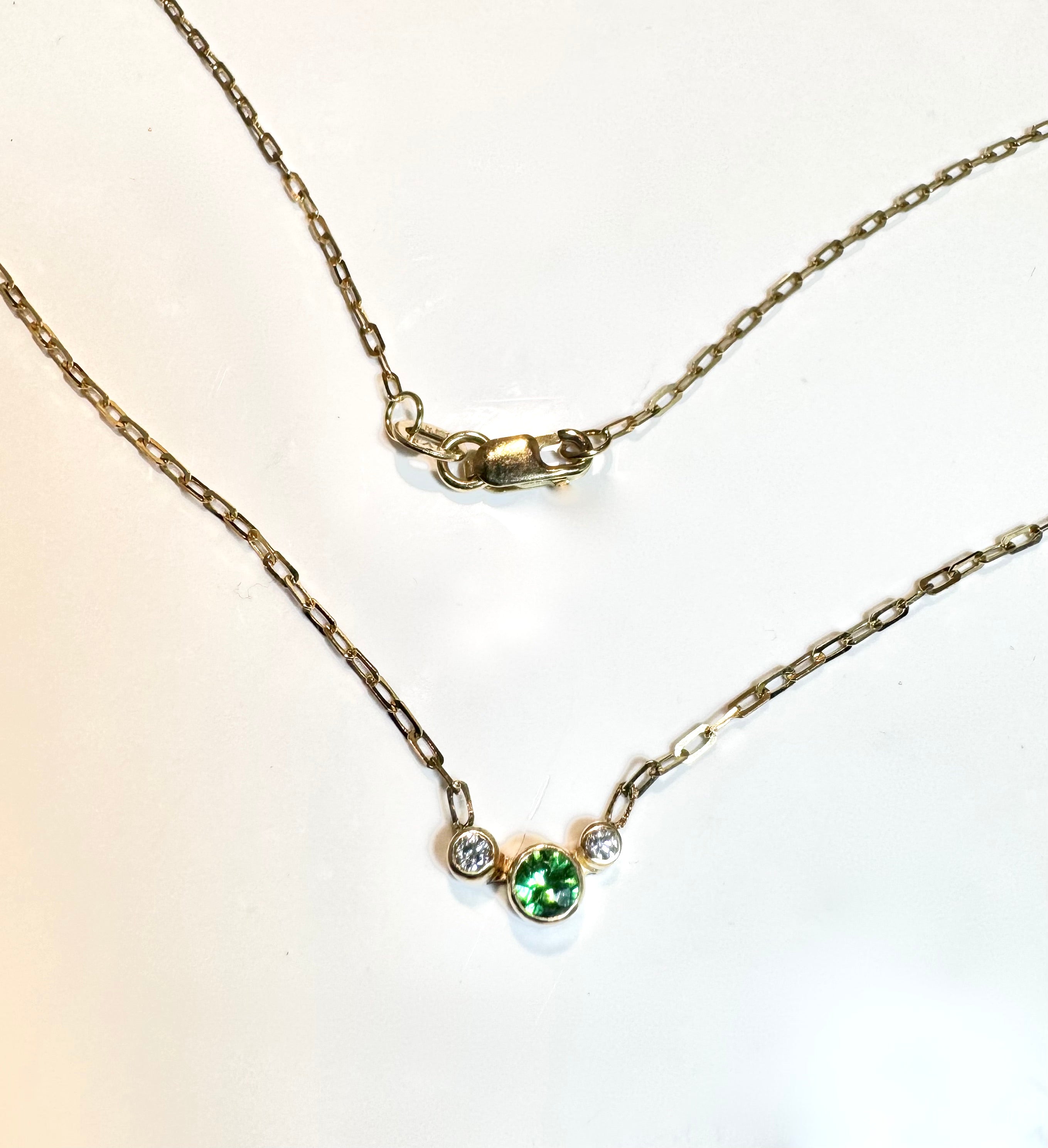 Tsavorite Garnet Diamond 14k Necklace